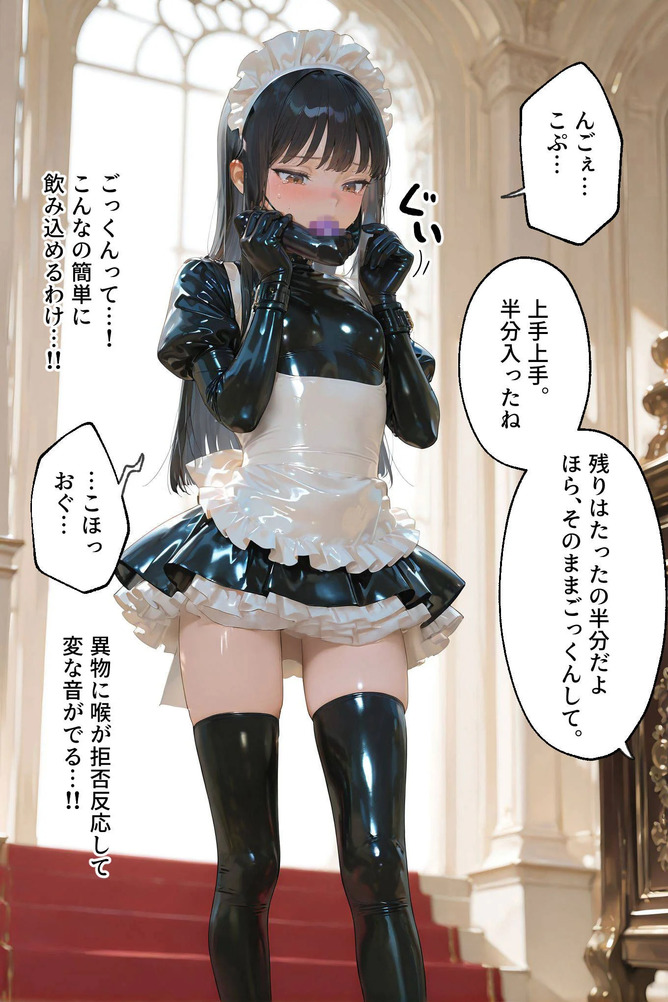 イラマチオ状態で生活するラバーメイド｜究極のSMプレイ 拘束・制服・メイド サンプル9ページ目（TAIL LOVERS）