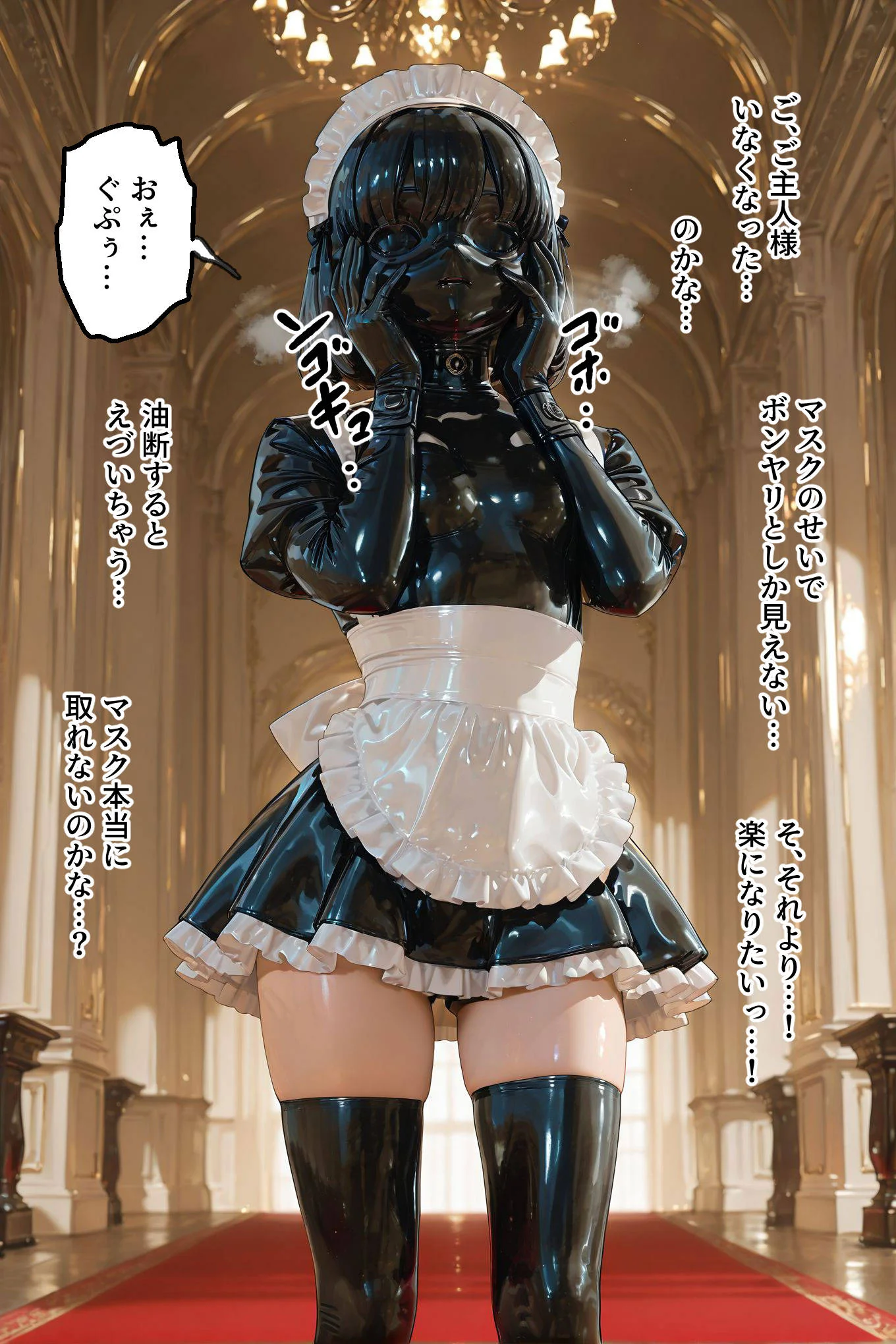 イラマチオ状態で生活するラバーメイド｜究極のSMプレイ 拘束・制服・メイド サンプル15ページ目（TAIL LOVERS）