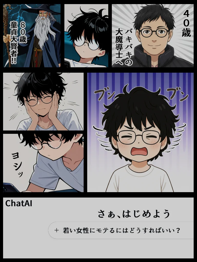 アラサー童貞の俺がマチアプで無双できるようになった理由 クンニ・パイパン・ビッチ サンプル1ページ目(妄想体験コミック@MTコミック)