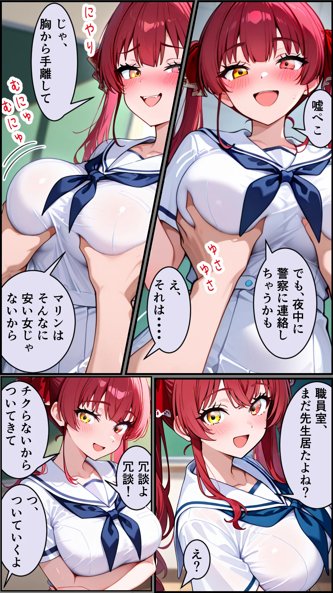 襲うマリンと暴走する一味君 制服・処女・学園もの サンプル18ページ目（マグロ牛丼）