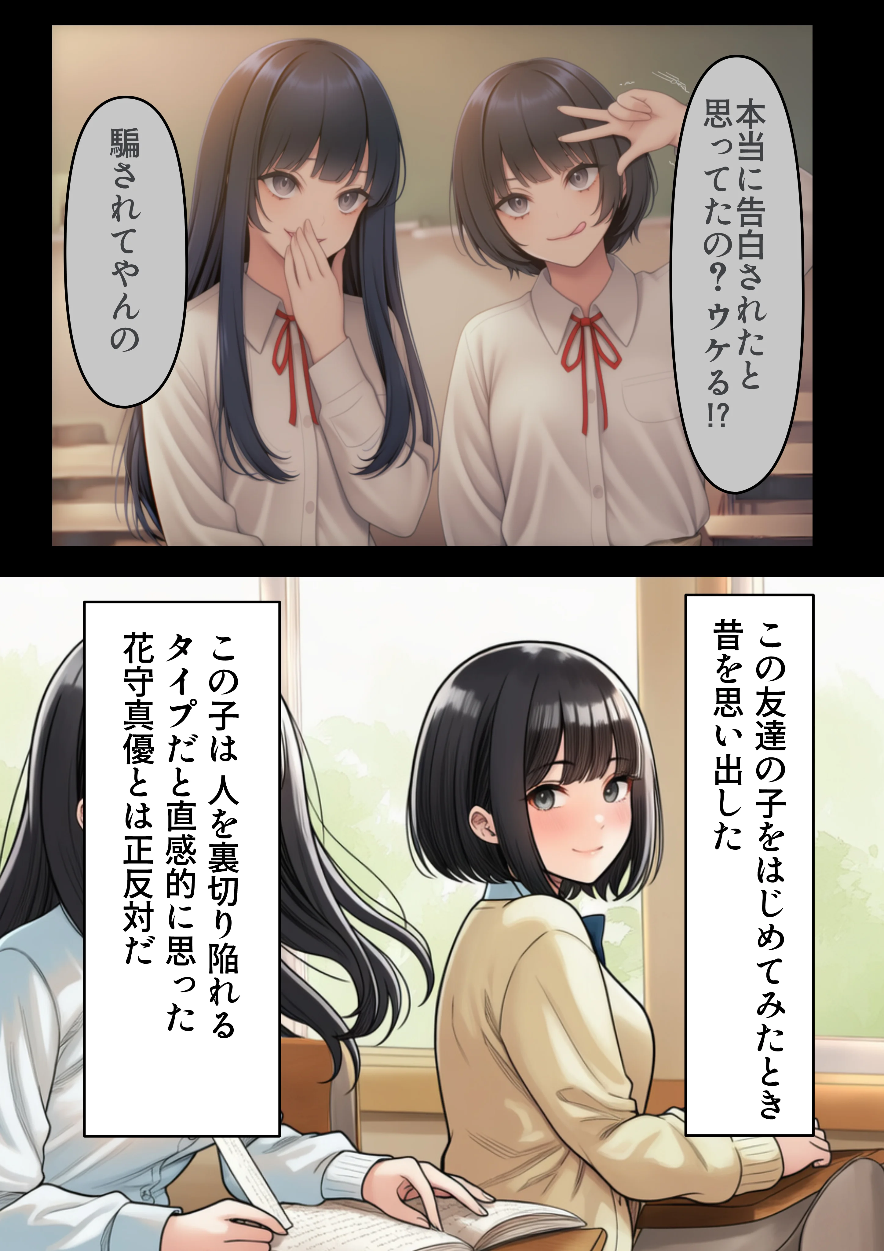 学園の花を追い詰めろ！〜純潔を奪われ/彼氏の前でも〜 辱め・制服・処女 サンプル30ページ目（うみ猫さん）