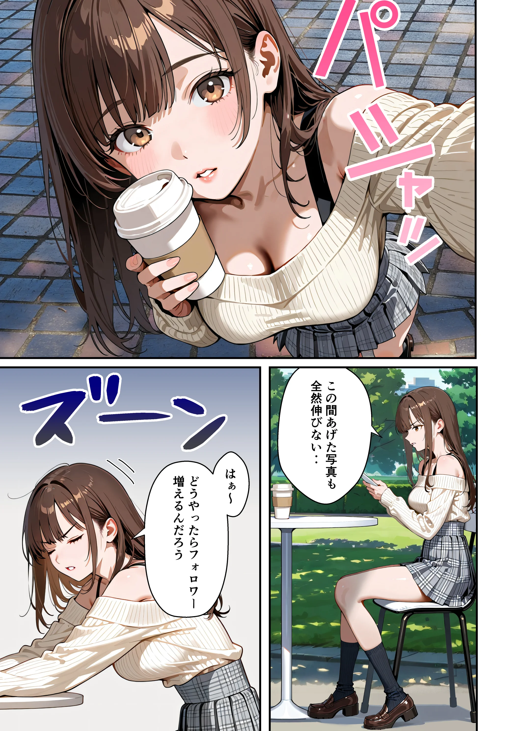 水着ユ○バ -承認欲求モンスターJDが、水着ユ○バでSNS炎上を切っ掛けにネット公開SEXした話- 巨乳・水着・中出し サンプル3ページ目（うさぎアトリエ）
