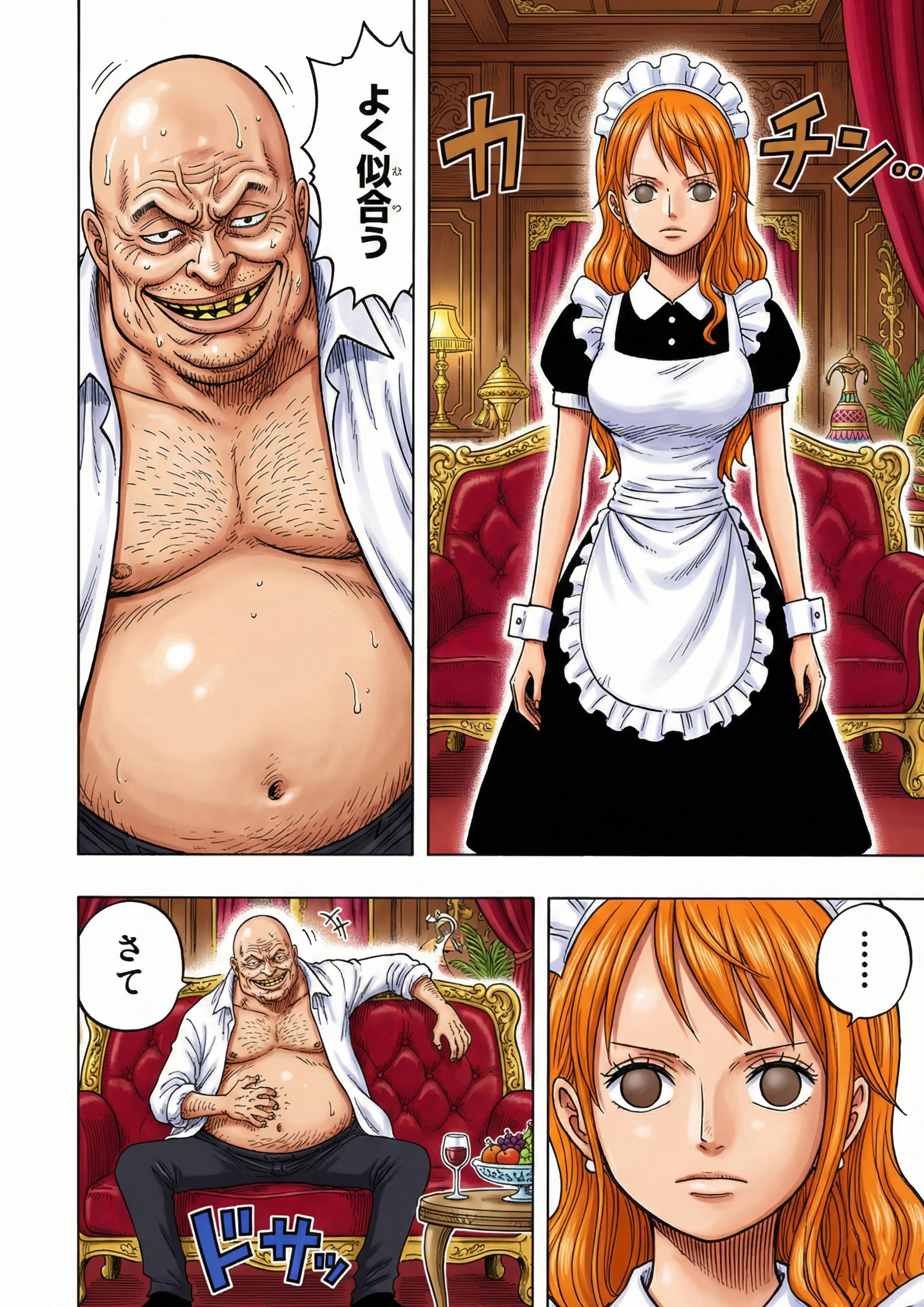 賭けに負けた航海士の末路〜性処理メイドナミ編〜 クンニ・メイド・巨乳 サンプル15ページ目（ご奉仕カリキュラム）