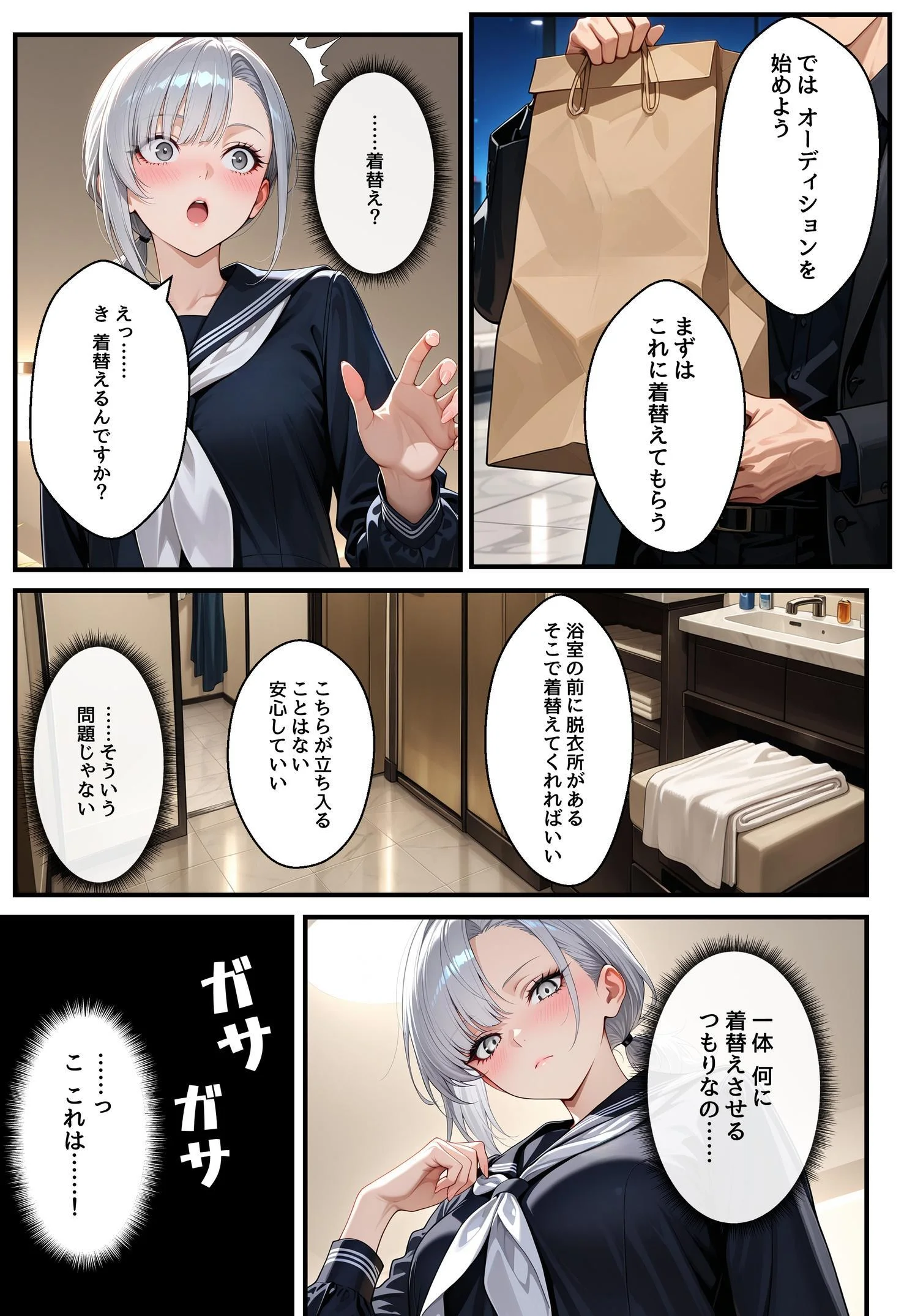 潜入捜査で芸能スカウトされた結果、エッチな目に遭いました 制服・体操着・ブルマ・焦らし サンプル15ページ目（アクロエ）