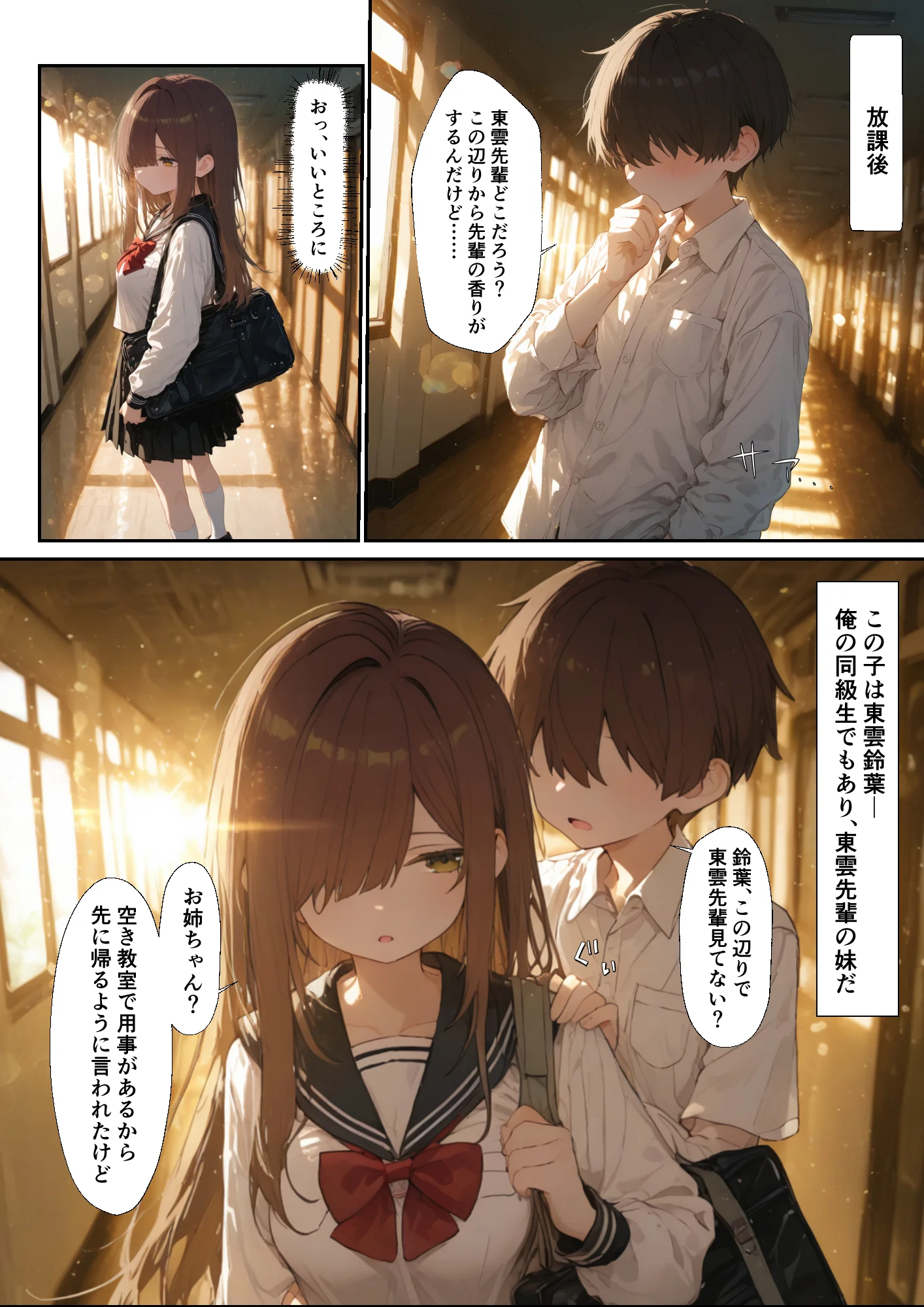 東雲姉妹の場合 - シコ許可もらおうとしたら、えっちな展開になる話 制服・学園もの・恋愛 サンプル3ページ目（白玉あんみつ）