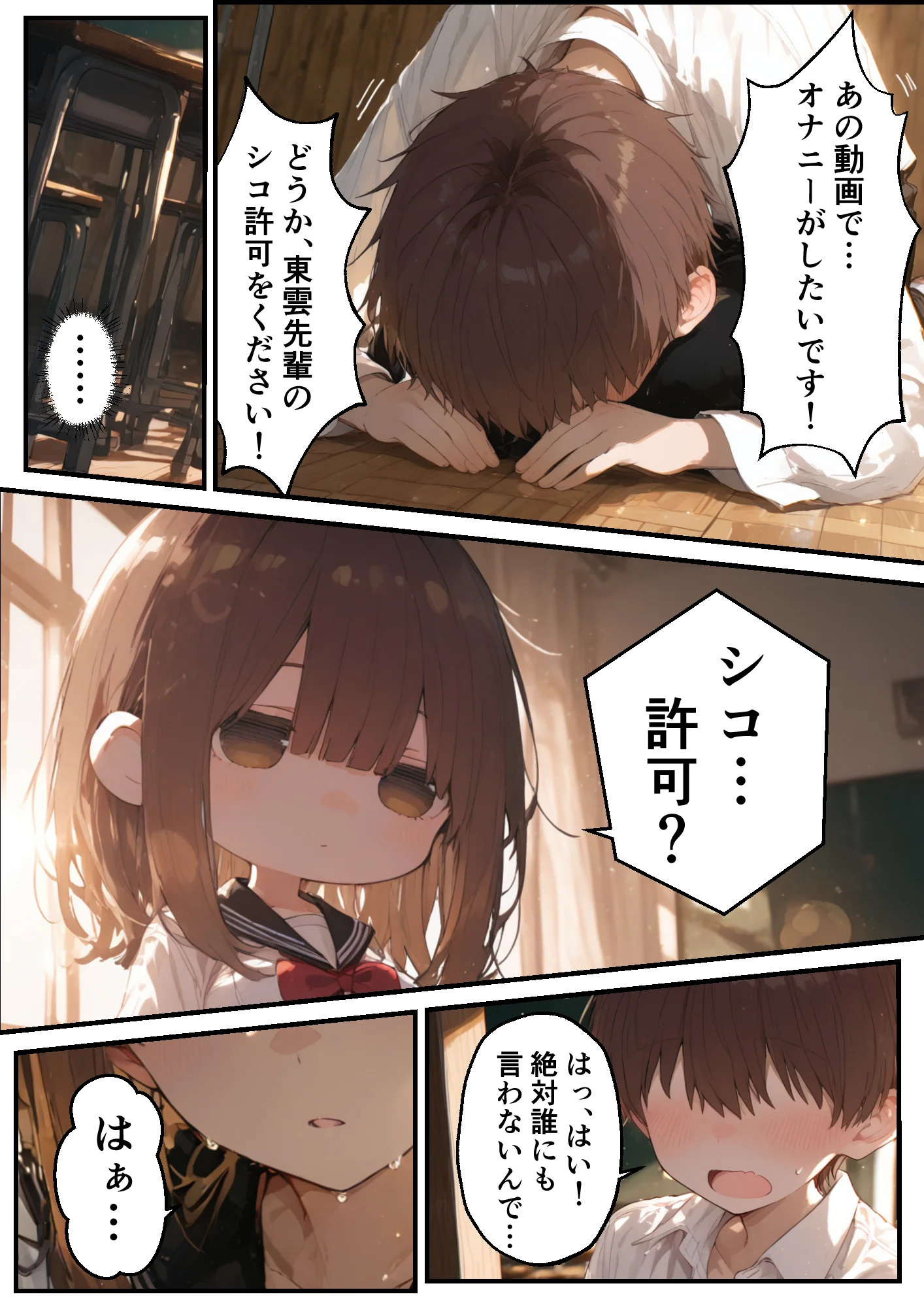 東雲姉妹の場合 - シコ許可もらおうとしたら、えっちな展開になる話 制服・学園もの・恋愛 サンプル15ページ目（白玉あんみつ）