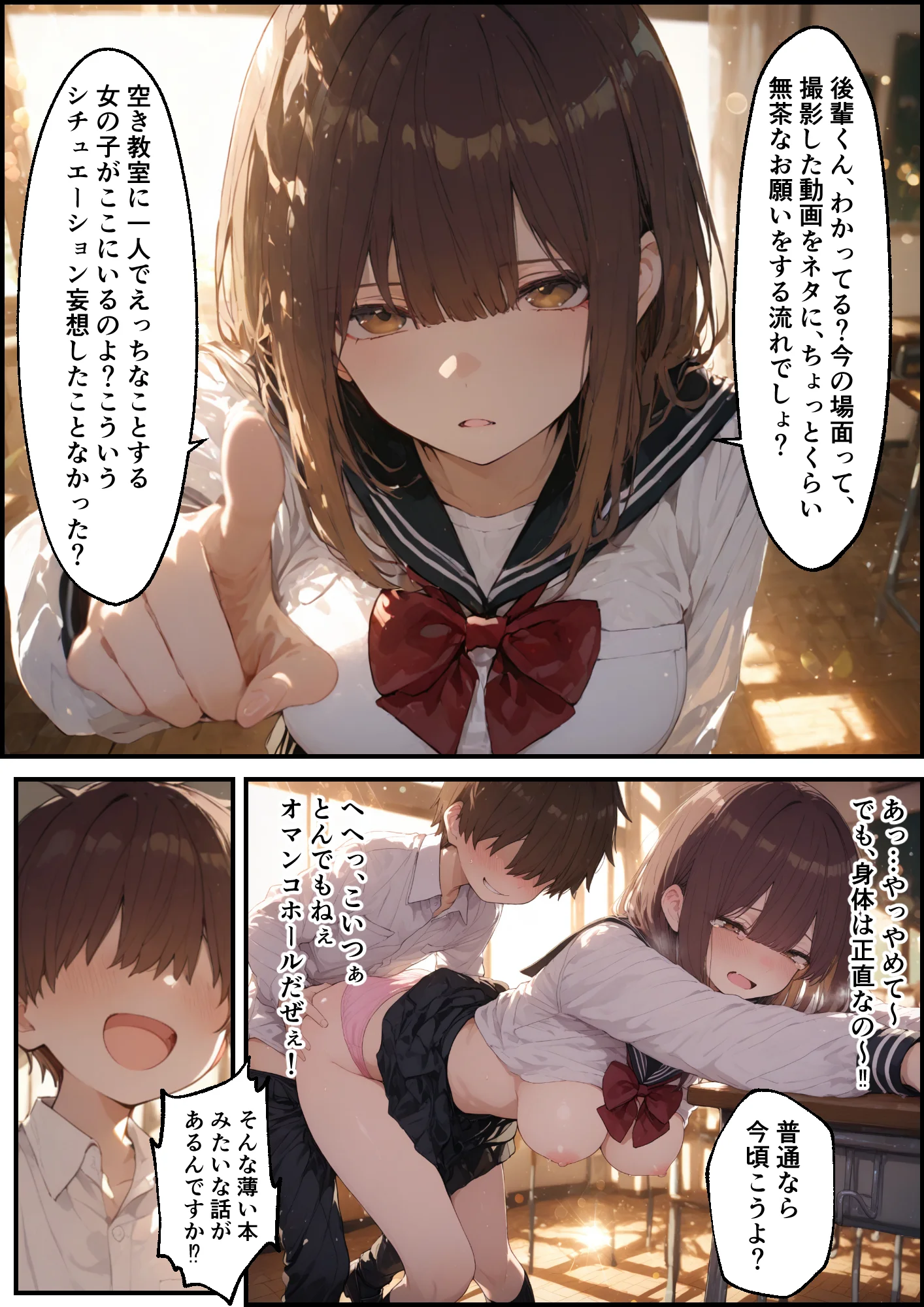 東雲姉妹の場合 - シコ許可もらおうとしたら、えっちな展開になる話 制服・学園もの・恋愛 サンプル16ページ目（白玉あんみつ）