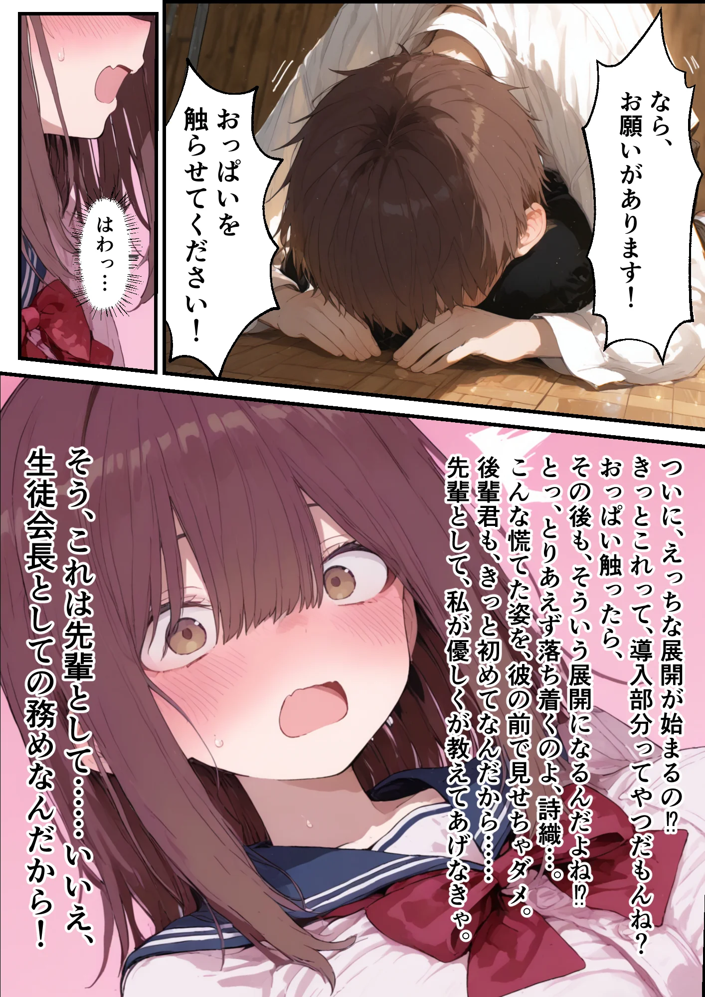 東雲姉妹の場合 - シコ許可もらおうとしたら、えっちな展開になる話 制服・学園もの・恋愛 サンプル17ページ目（白玉あんみつ）