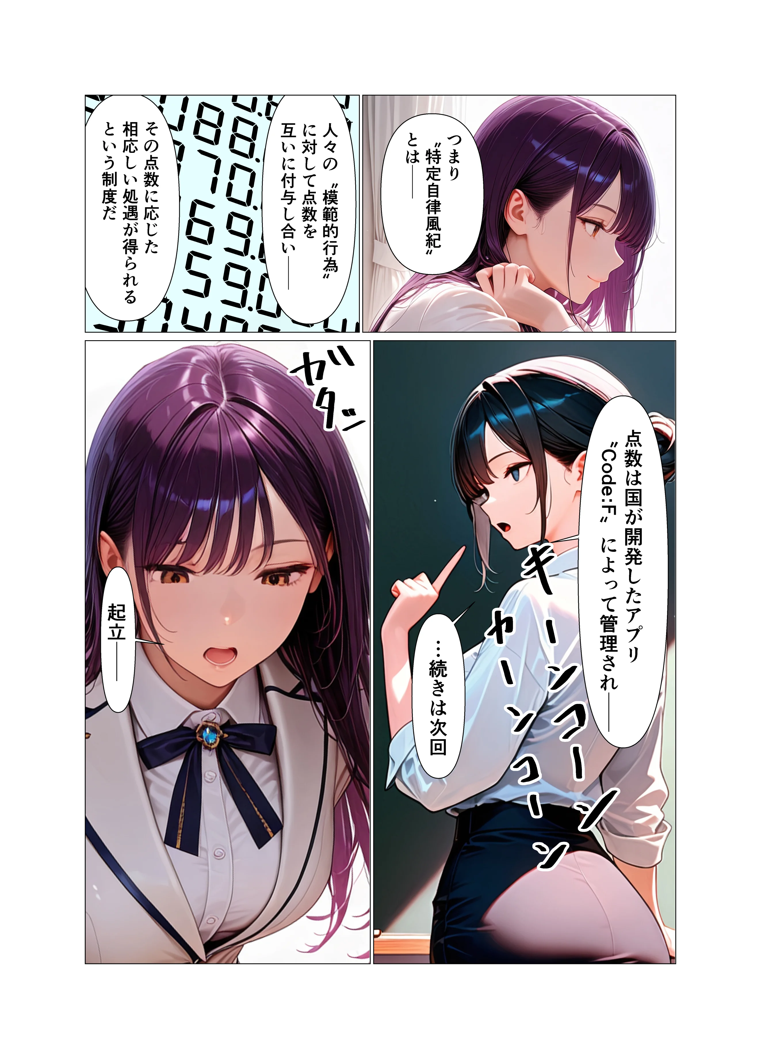 巨乳委員長快楽堕ち〜理性のログアウト〜 制服・巨乳・中出し サンプル1ページ目（不適合ノイズ）