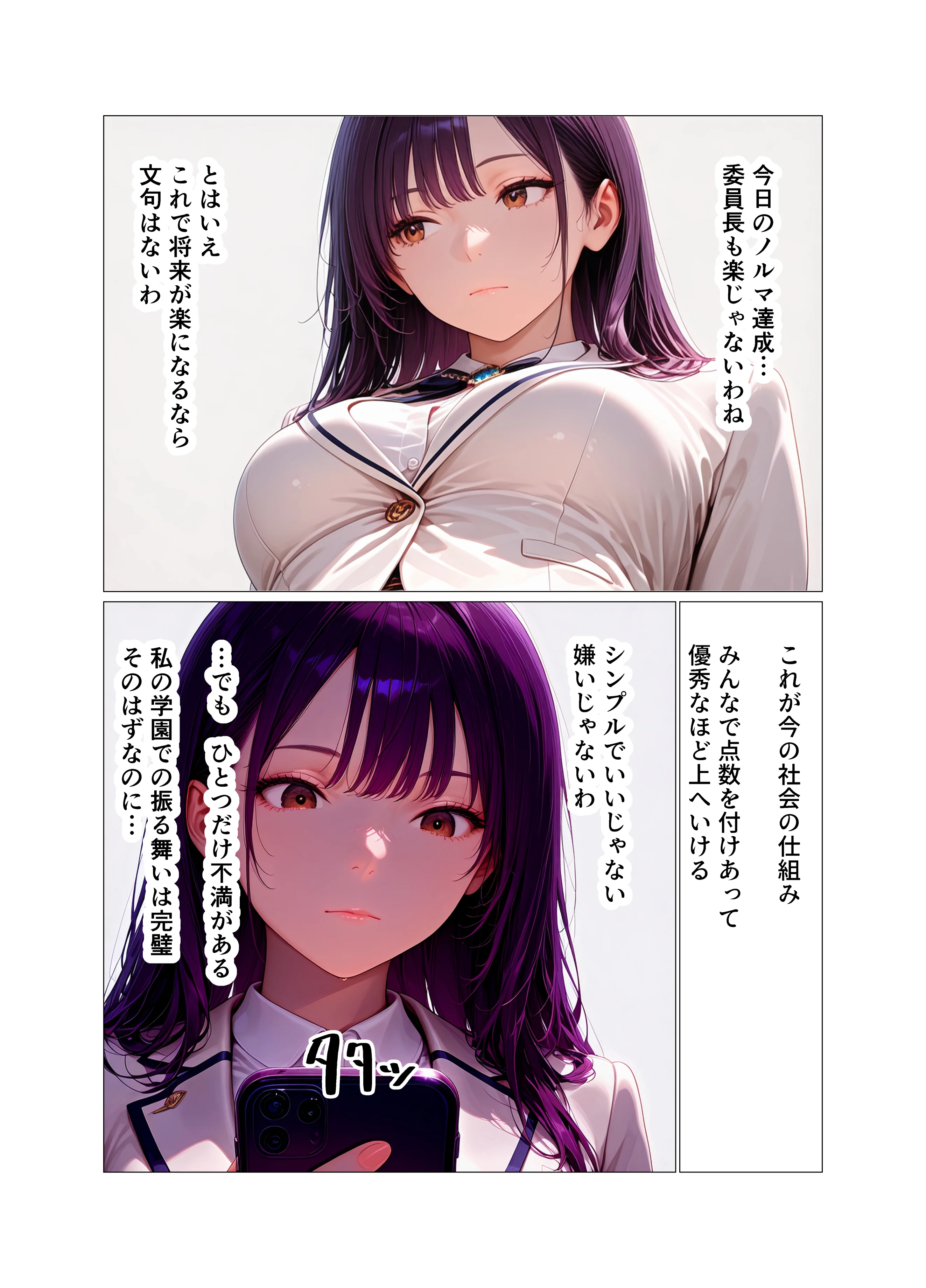巨乳委員長快楽堕ち〜理性のログアウト〜 制服・巨乳・中出し サンプル4ページ目（不適合ノイズ）