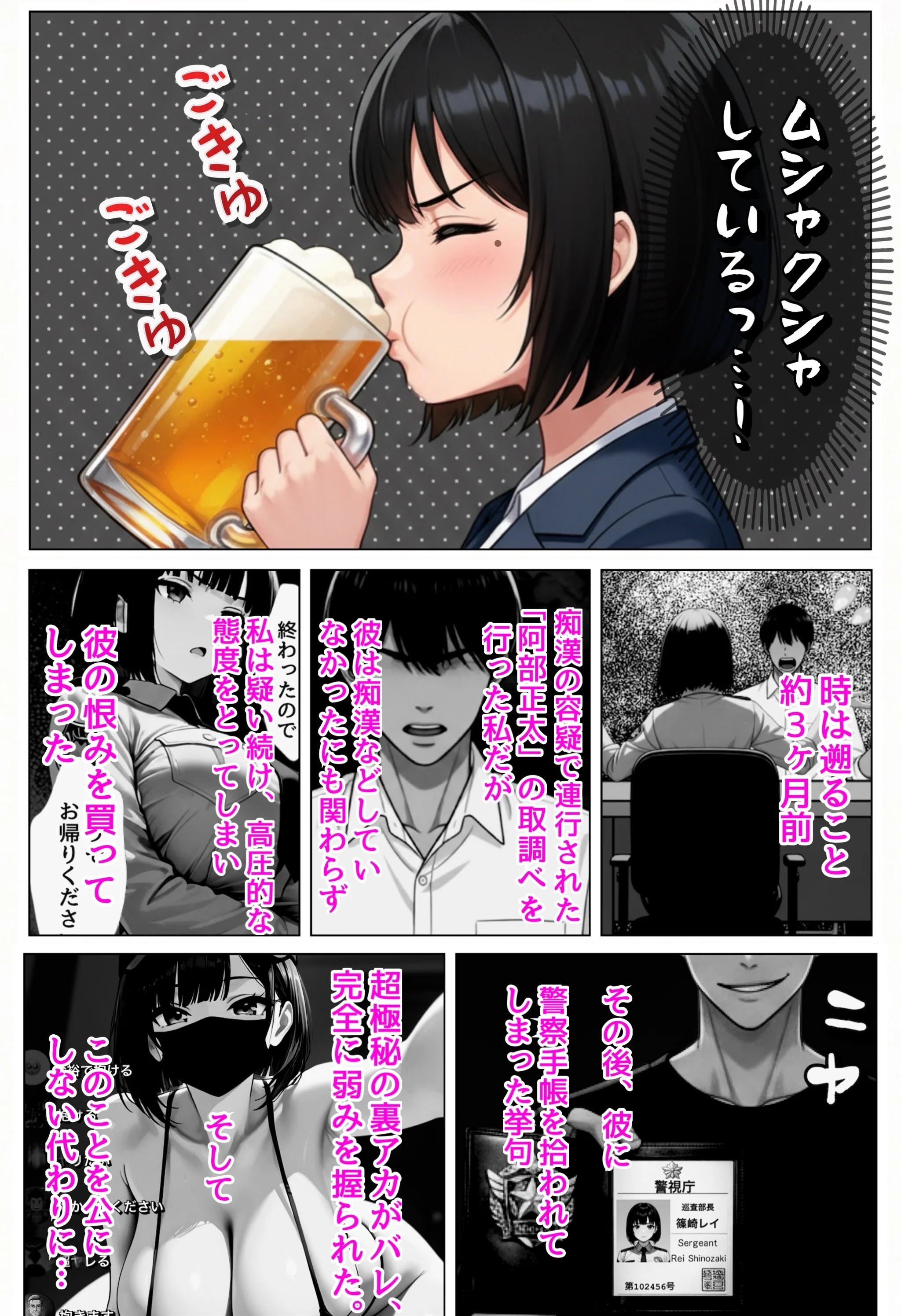 強気な裏アカ警察官を潮だくセックスでわからせたので再教育して完堕ちさせる話 オナニー・フェラ・メス堕ち サンプル3ページ目(ぐれーぞーん)