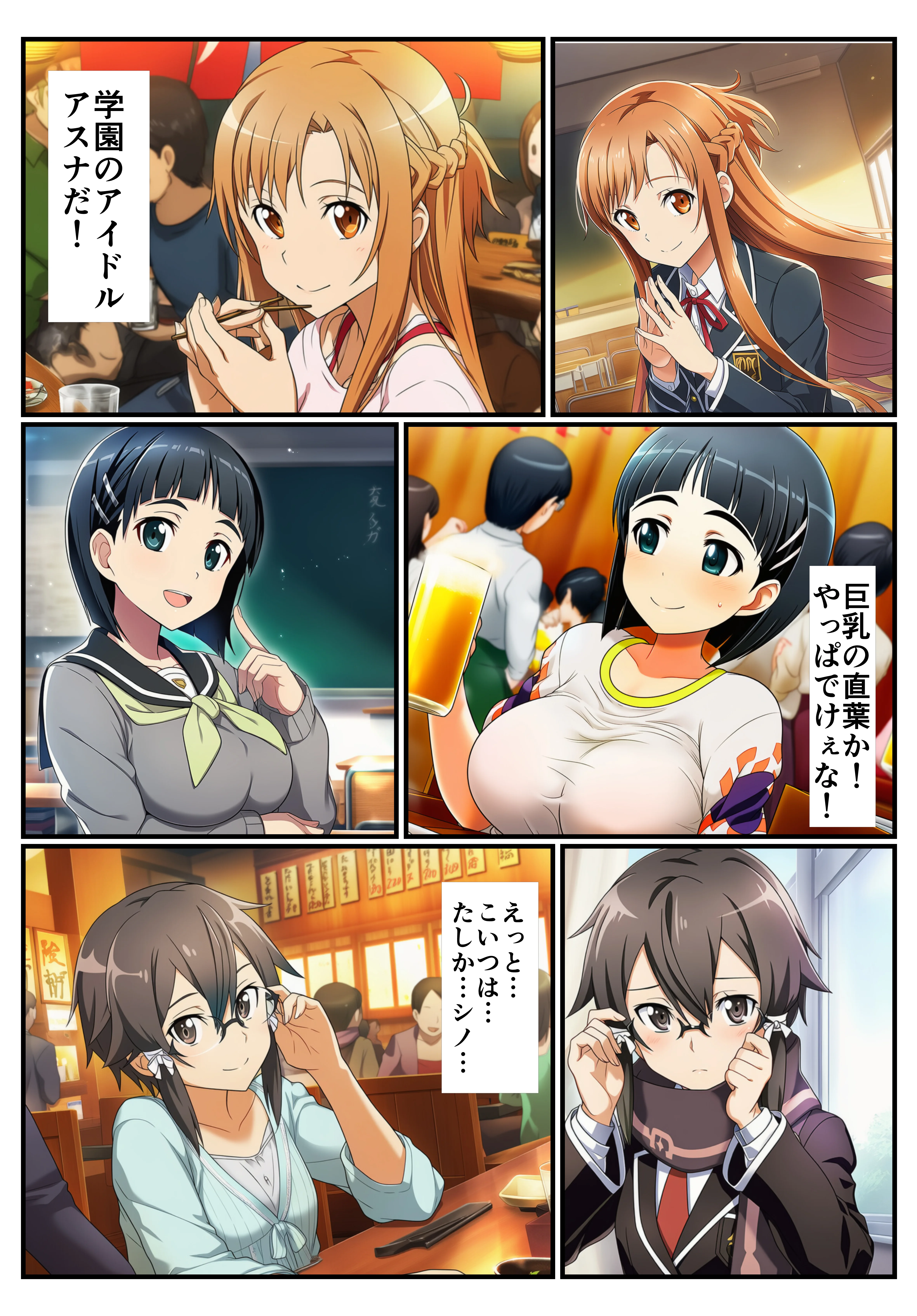 【催〇SA〇】アスナ達で筆おろしするキリト 巨乳・童貞・野外・露出 サンプル3ページ目（イッキ）
