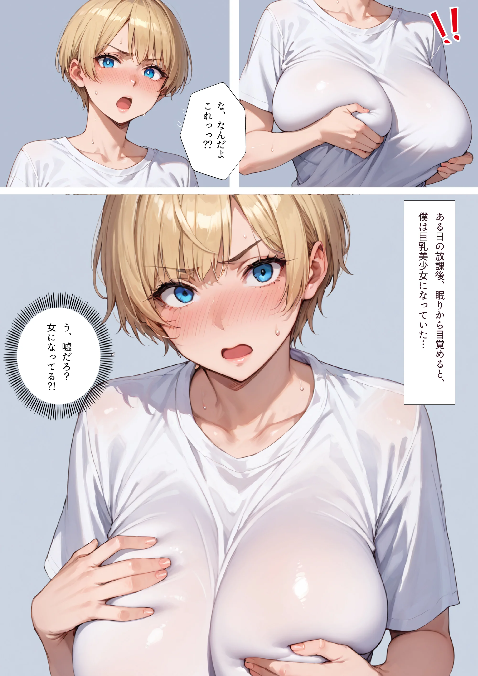 女体化グミで親友に強●連続絶頂中だし快楽堕ちさせられる話 辱め・制服・性転換・女体化 サンプル3ページ目（影愛産業）