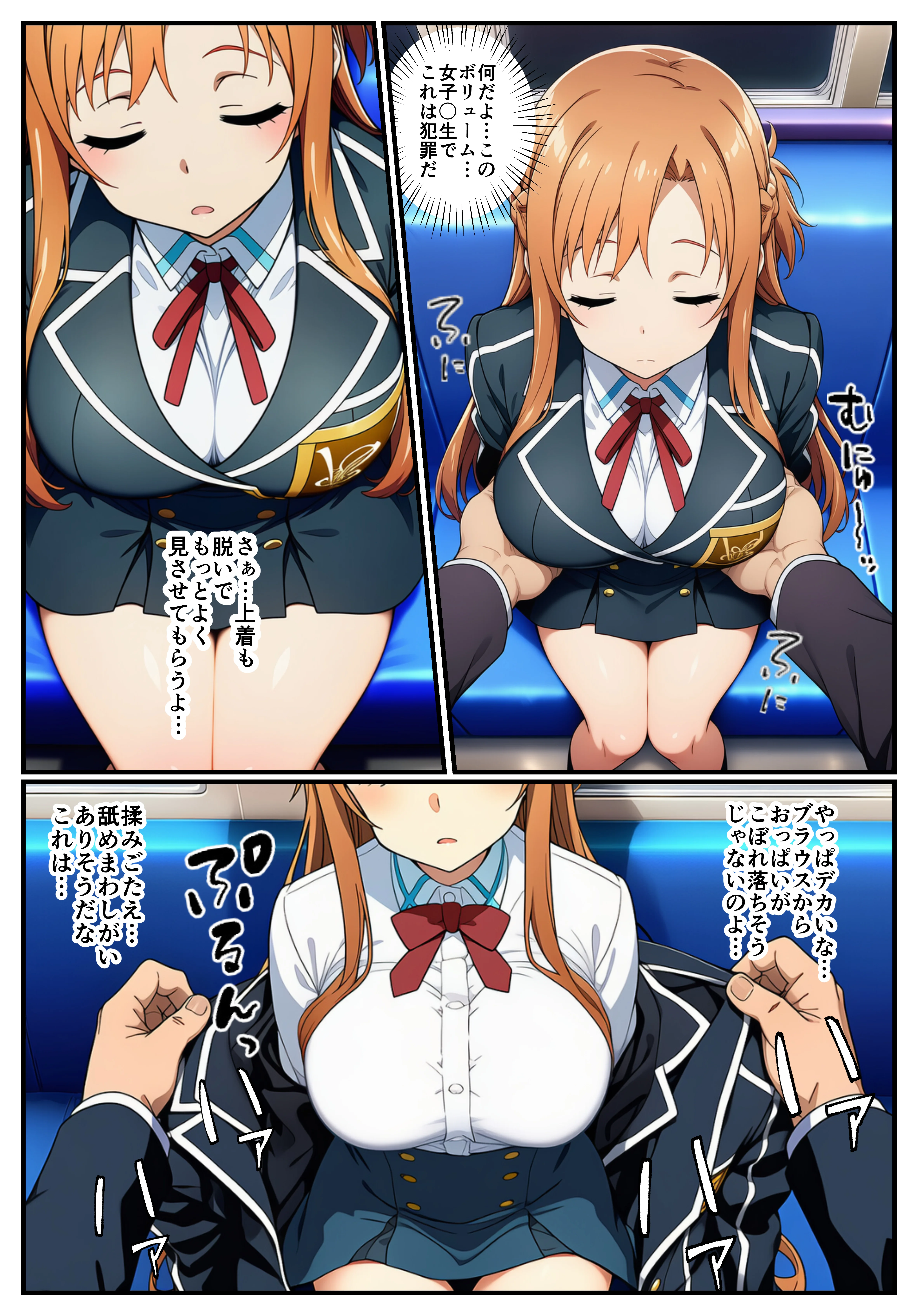 【痴●電車SA〇】狙われたアスナと直葉 辱め・羞恥・制服 サンプル7ページ目（イッキ）
