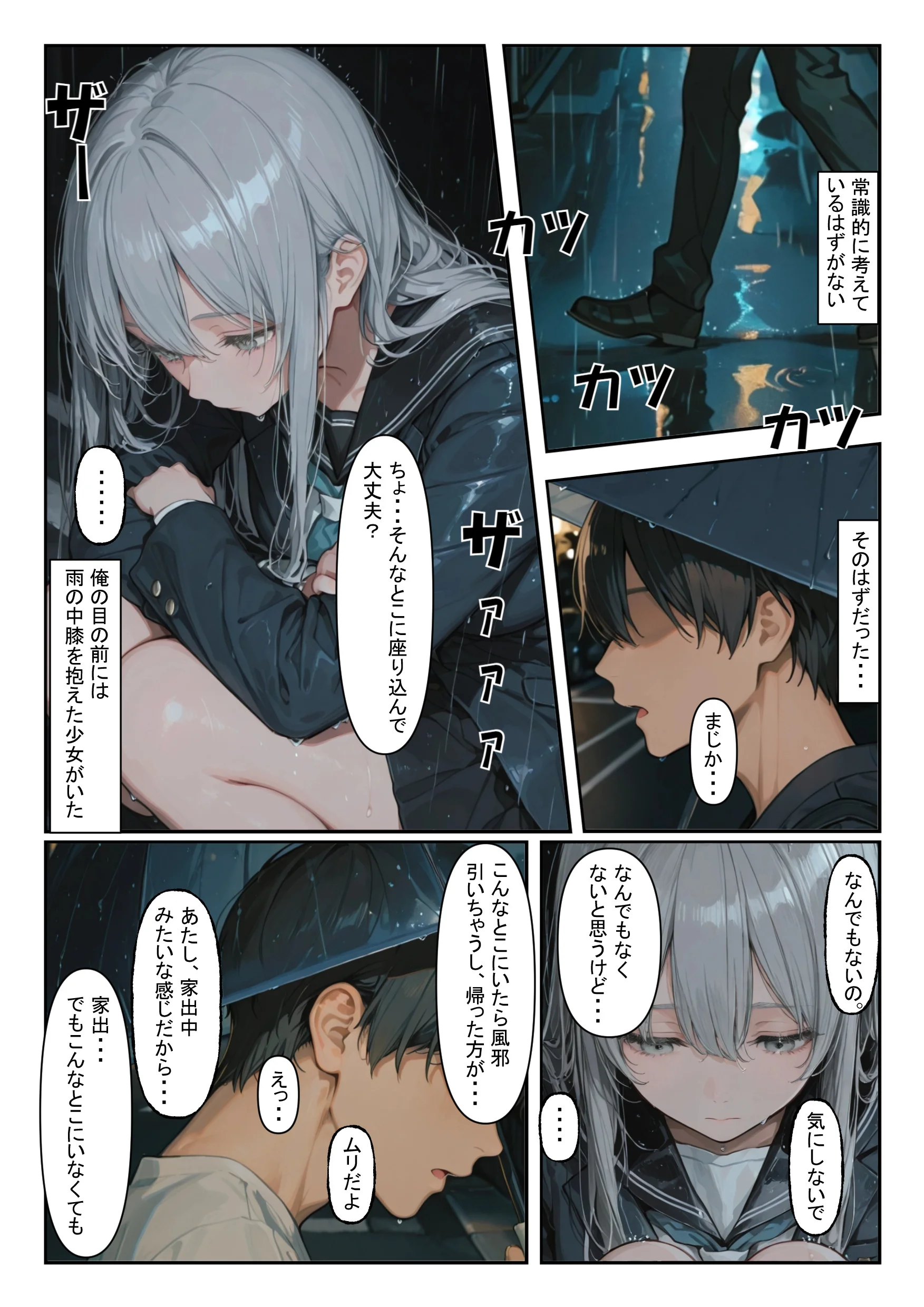 家出少女を拾ったら フェラ・ラブコメ・中出し サンプル4ページ目(かまあげ館)