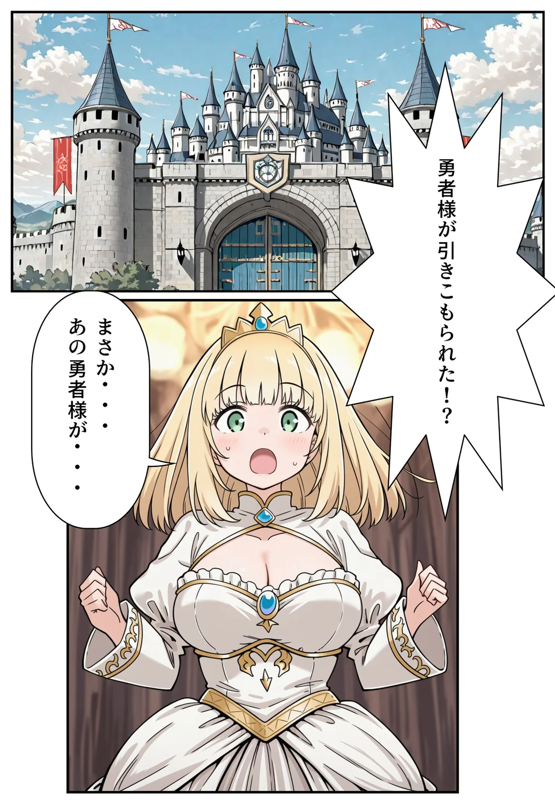 勇者のために姫様エッチ ファンタジー・お姫様・巨乳 サンプル1ページ目（メガネーロ）