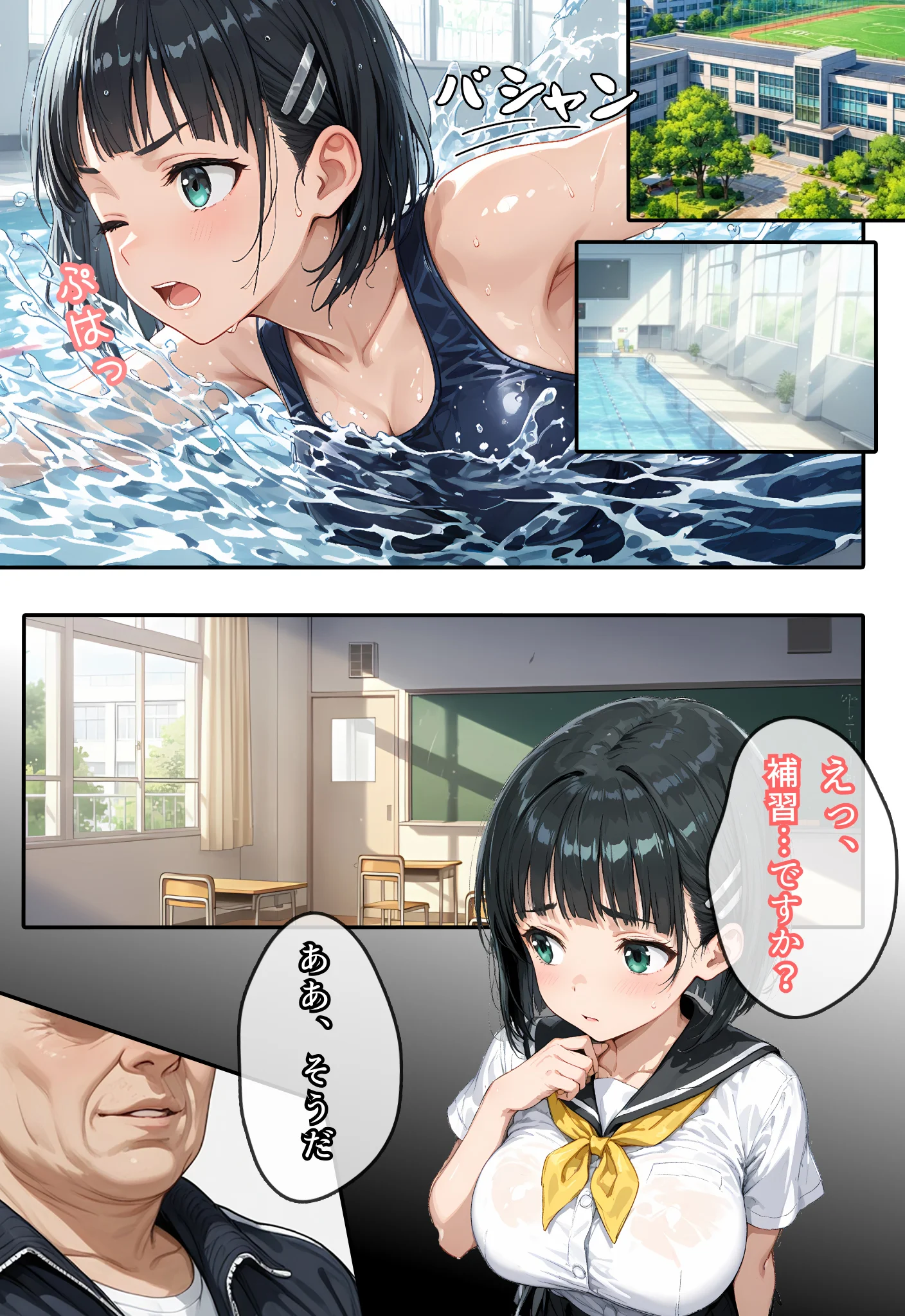 直葉に盗撮ばれてヤケになって襲っちゃった話 巨乳・競泳・スクール水着・盗撮・のぞき サンプル17ページ目（虹色演算子 - Nizy）