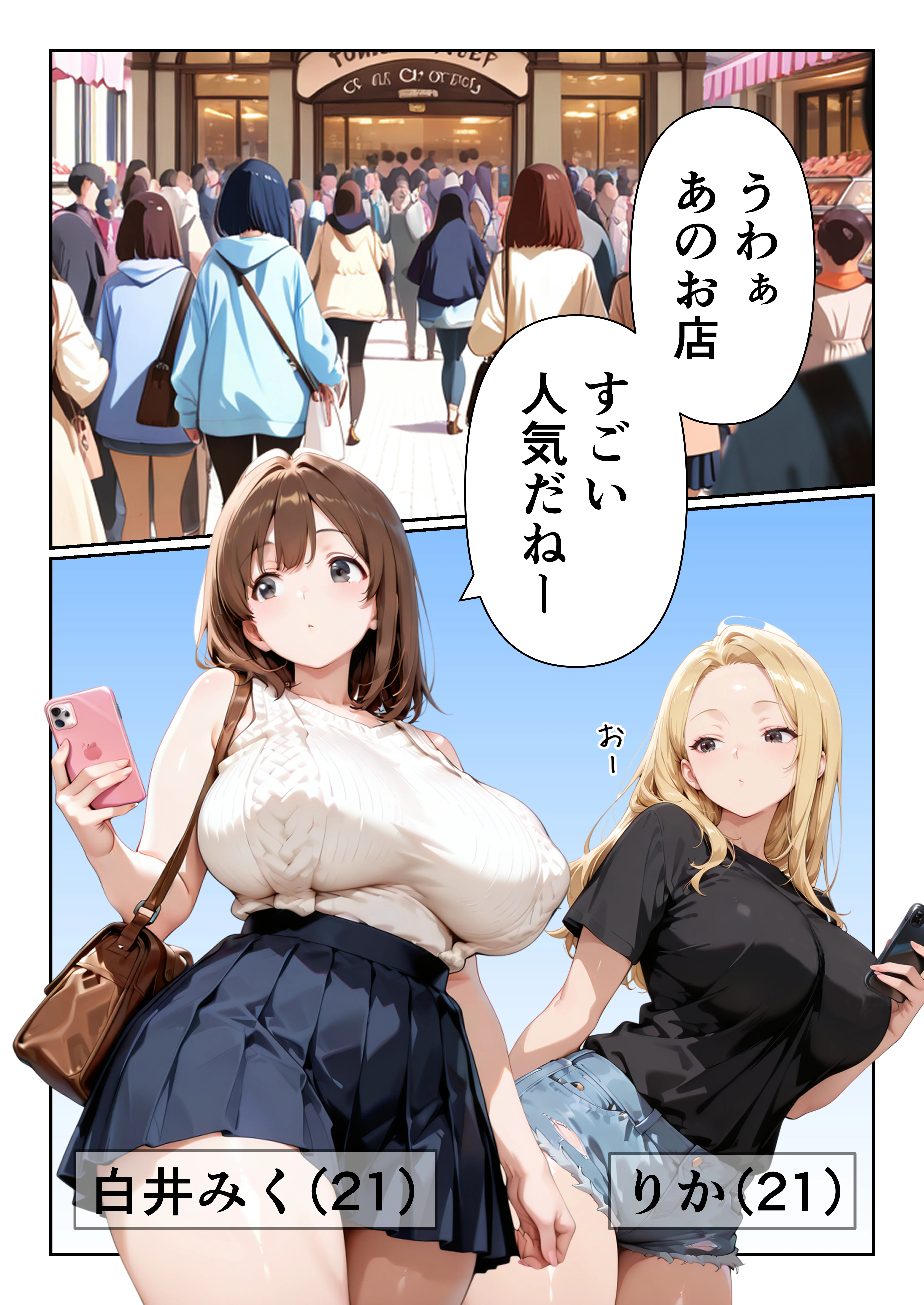 爆乳大学生がSNSで大人気のスイーツ店にバイトに行ったら、搾乳されて、種付けメス牛になっちゃっいました！ 3P・4P・アヘ顔・イラマチオ サンプル4ページ目(グングニルコミック)