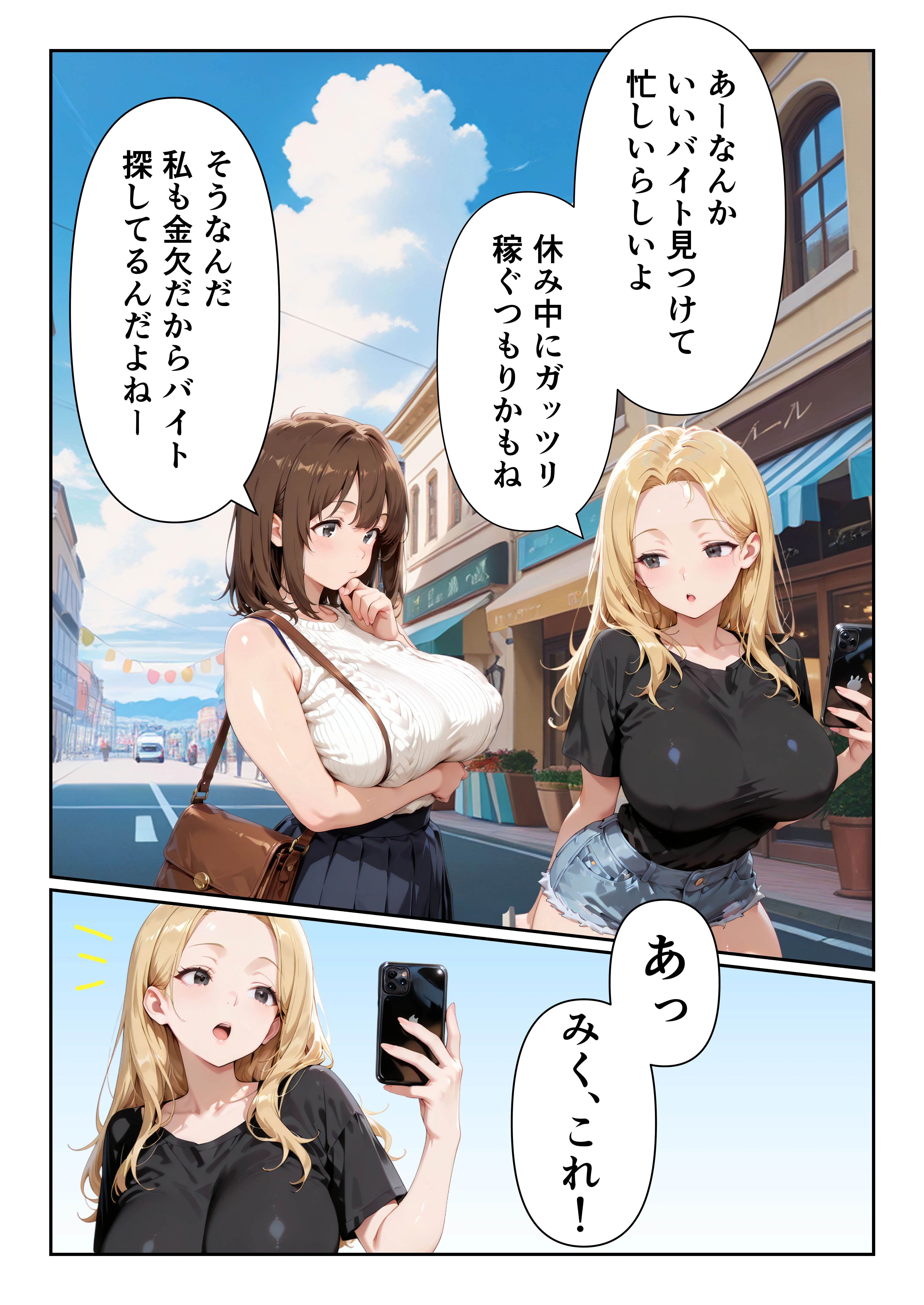 爆乳大学生がSNSで大人気のスイーツ店にバイトに行ったら、搾乳されて、種付けメス牛になっちゃっいました！ 3P・4P・アヘ顔・イラマチオ サンプル7ページ目(グングニルコミック)