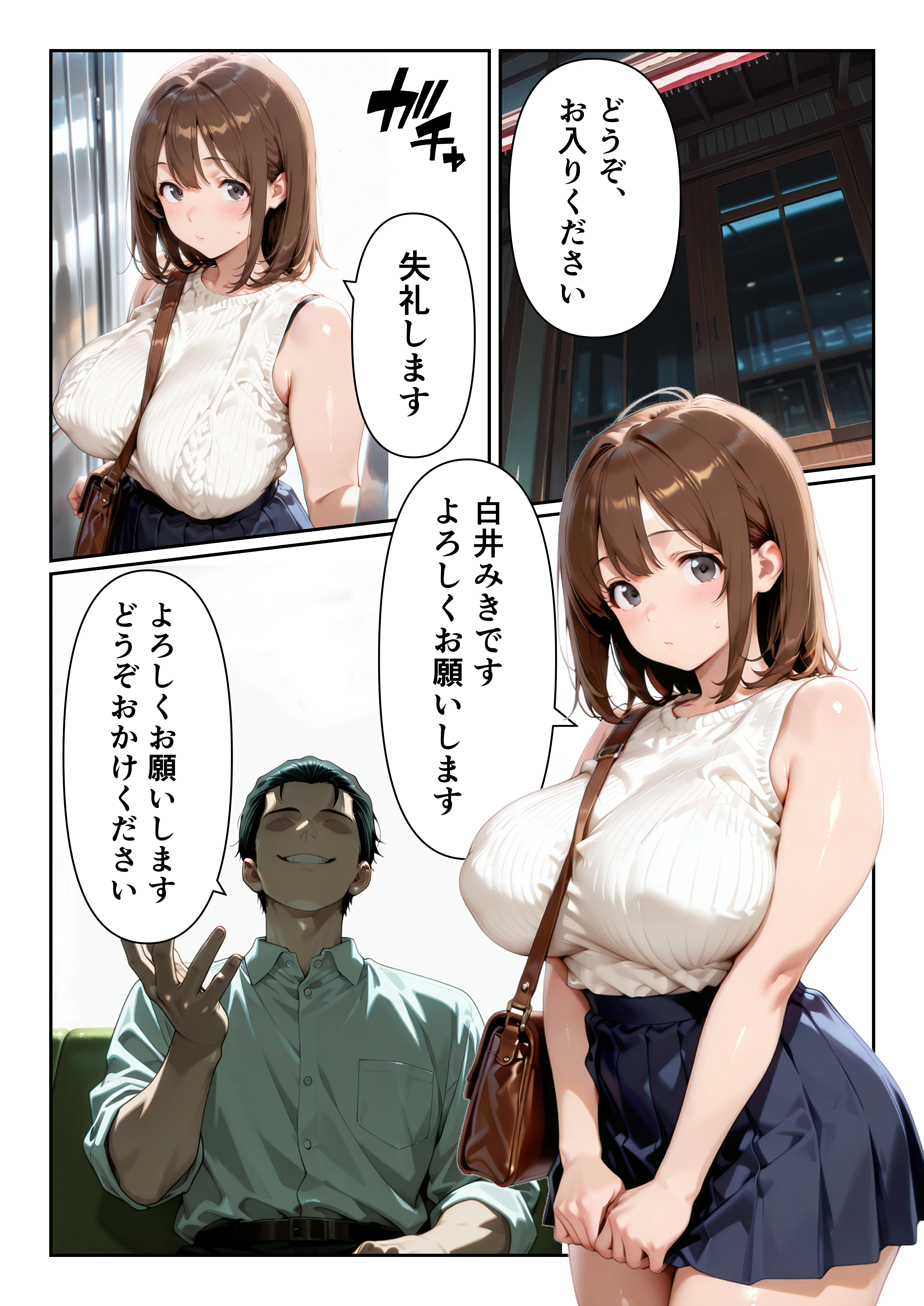 爆乳大学生がSNSで大人気のスイーツ店にバイトに行ったら、搾乳されて、種付けメス牛になっちゃっいました！ 3P・4P・アヘ顔・イラマチオ サンプル9ページ目(グングニルコミック)