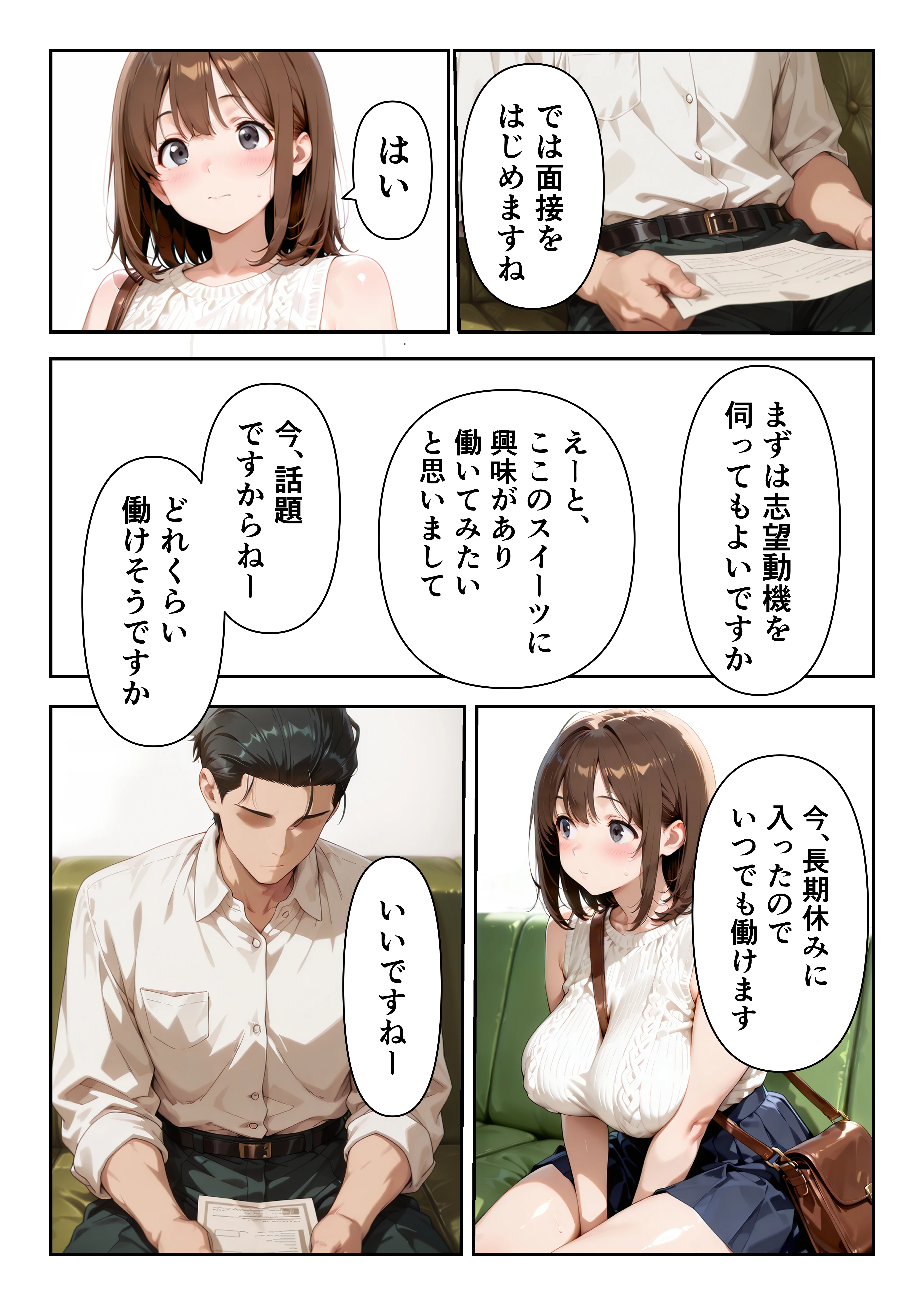 爆乳大学生がSNSで大人気のスイーツ店にバイトに行ったら、搾乳されて、種付けメス牛になっちゃっいました！ 3P・4P・アヘ顔・イラマチオ サンプル10ページ目(グングニルコミック)