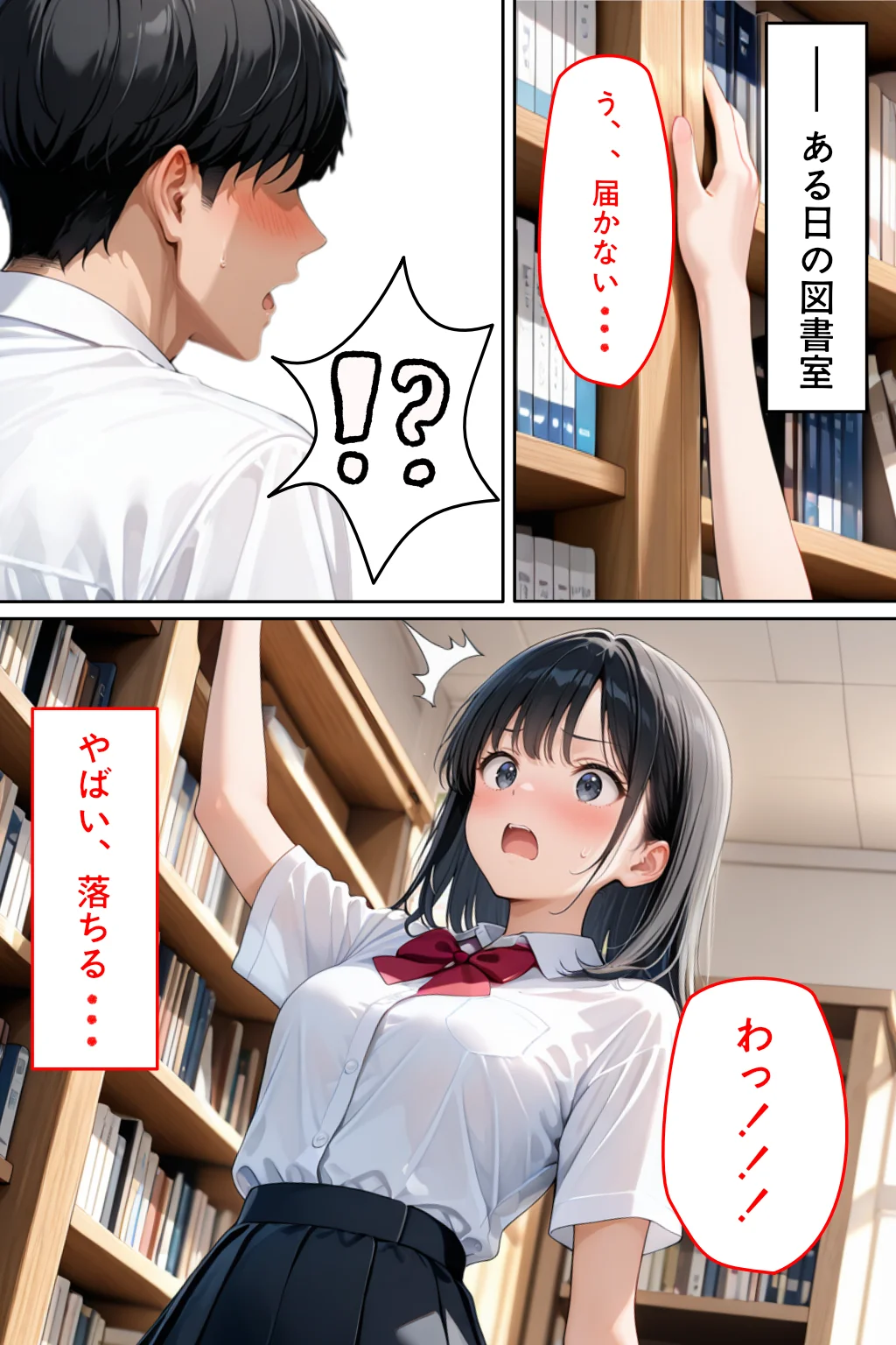 図書室で助けた先輩に懐かれてしまった ラブコメ・中出し・処女 サンプル2ページ目(カムジャタン)