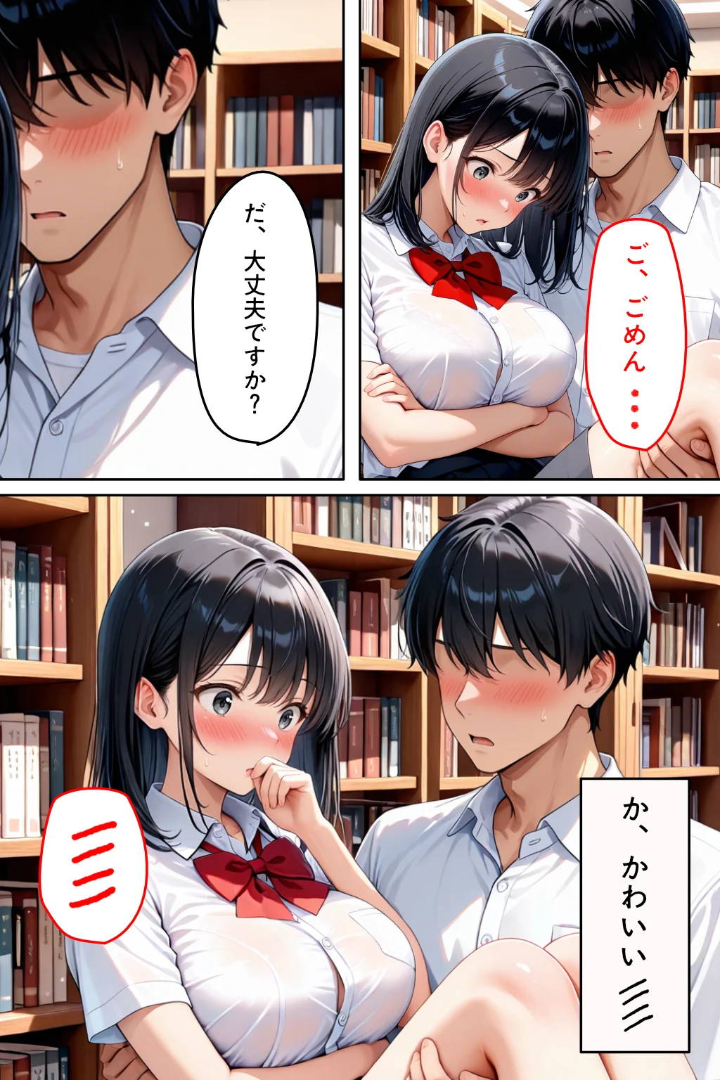 図書室で助けた先輩に懐かれてしまった ラブコメ・中出し・処女 サンプル5ページ目(カムジャタン)