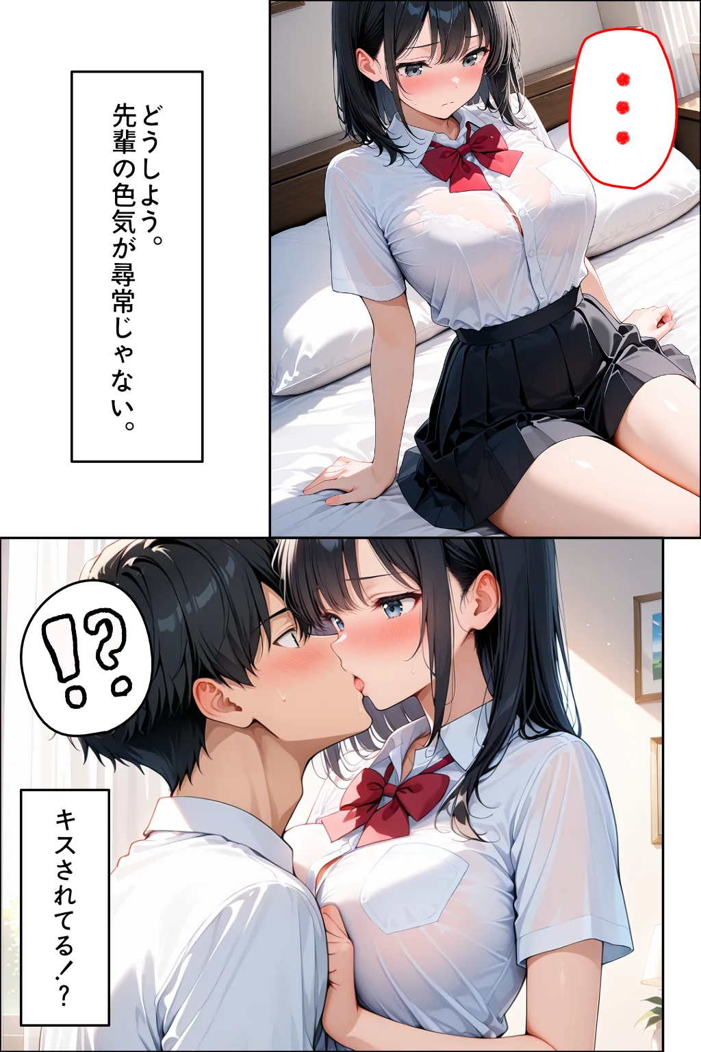 図書室で助けた先輩に懐かれてしまった ラブコメ・中出し・処女 サンプル10ページ目(カムジャタン)