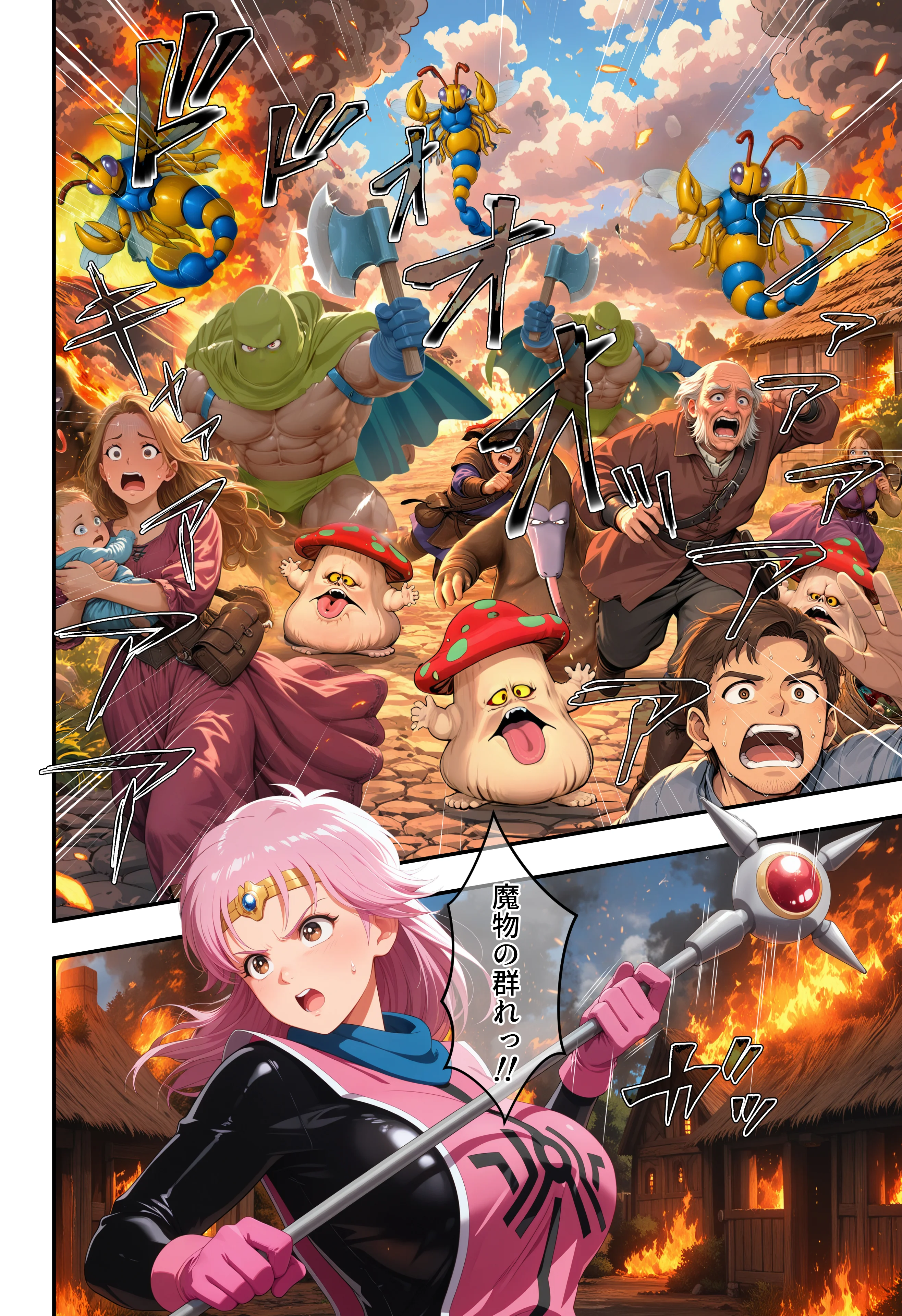 僧侶戦士、魔物の苗床に堕つ…！！？の巻 3P・4P・ファンタジー・中出し サンプル5ページ目(ETUSiAi)