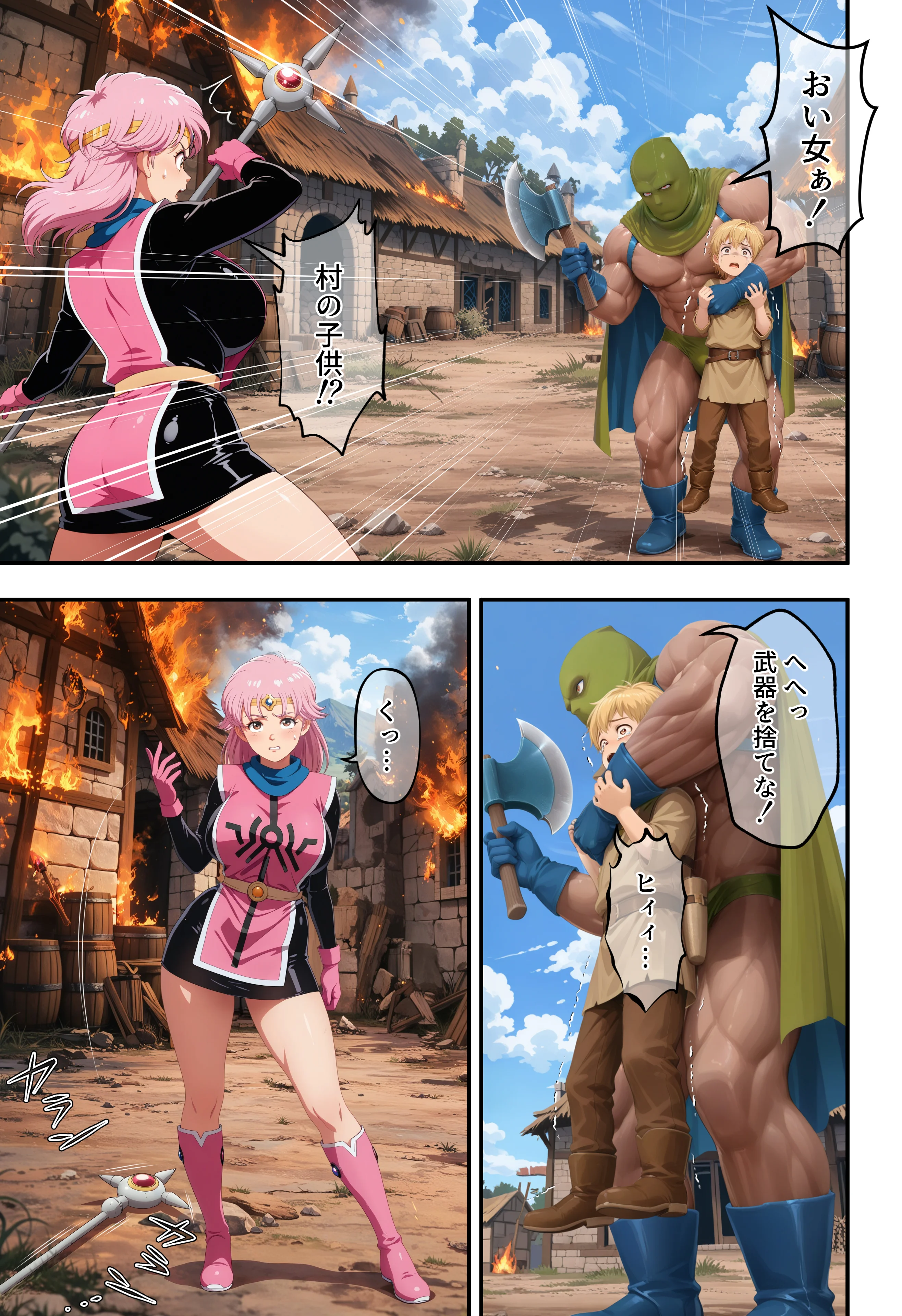 僧侶戦士、魔物の苗床に堕つ…！！？の巻 3P・4P・ファンタジー・中出し サンプル8ページ目(ETUSiAi)