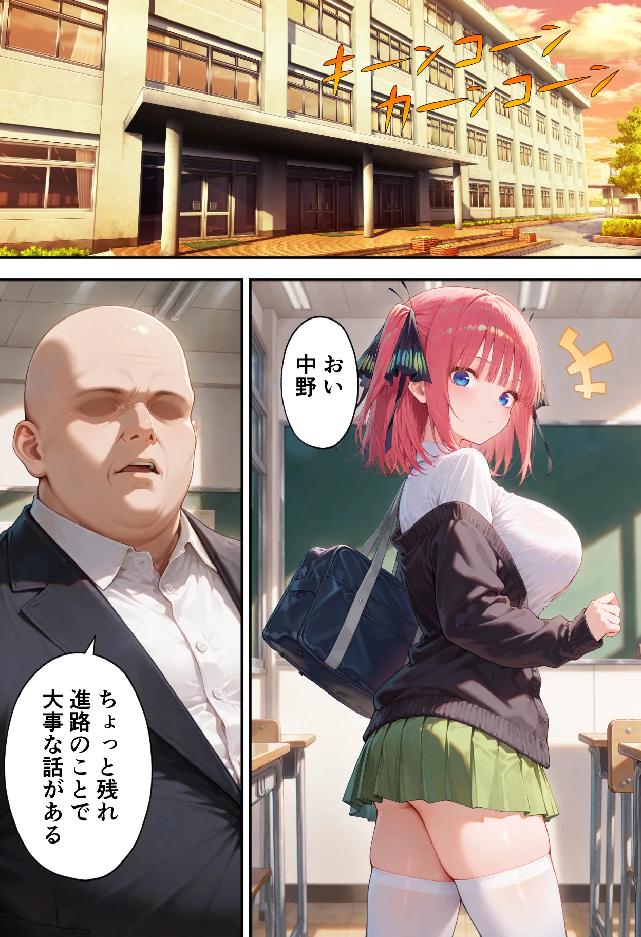 弱みを握られた俺の彼女が寝取られ堕ちるまで 二乃編 拘束・辱め・制服 サンプル5ページ目（ぶるーと）