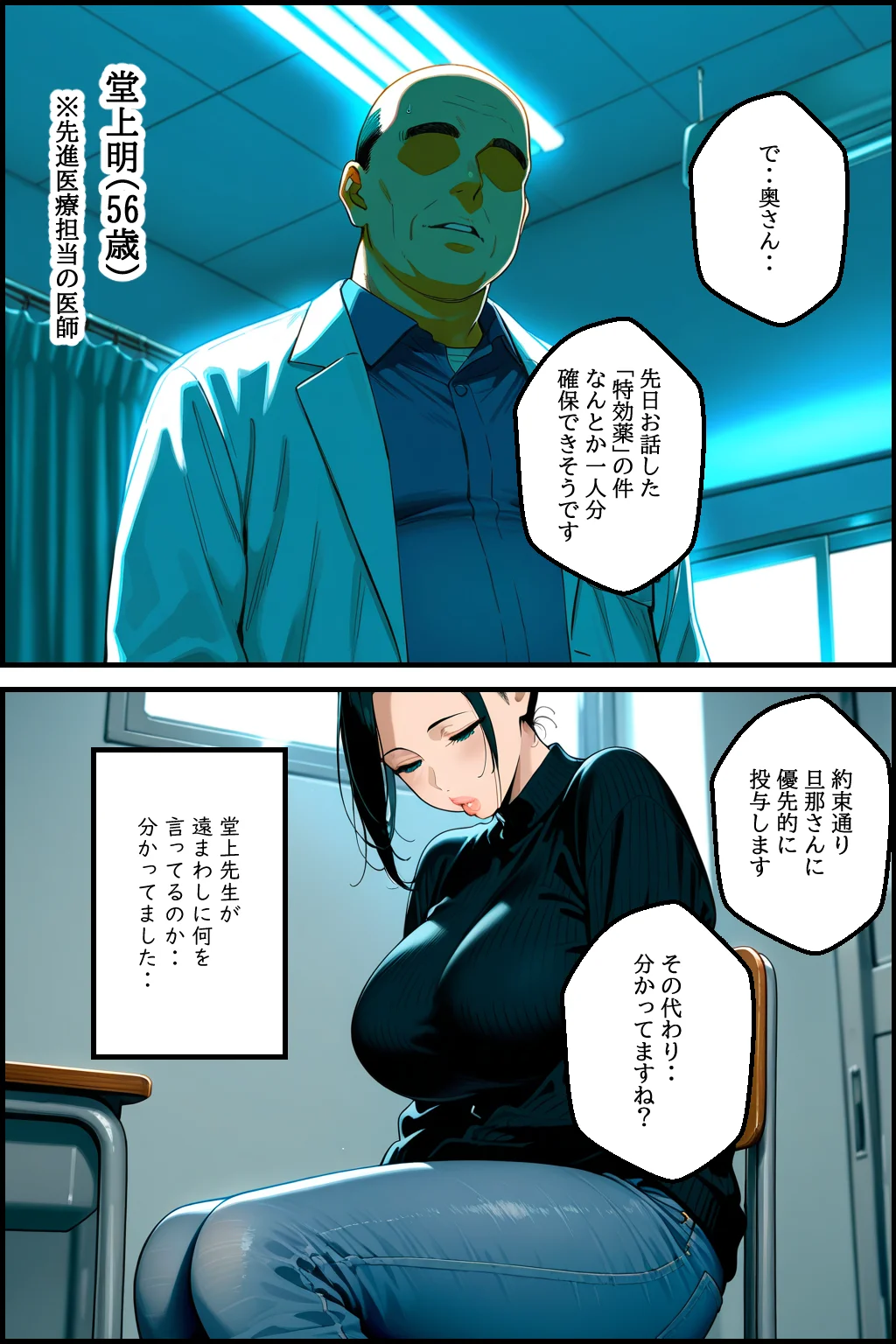夫の為にできる事。先進医療の代償は熟れた人妻の汗ばんだ乳房 人妻・主婦・巨乳・寝取り・寝取られ・NTR サンプル4ページ目（ピンク堂書店）