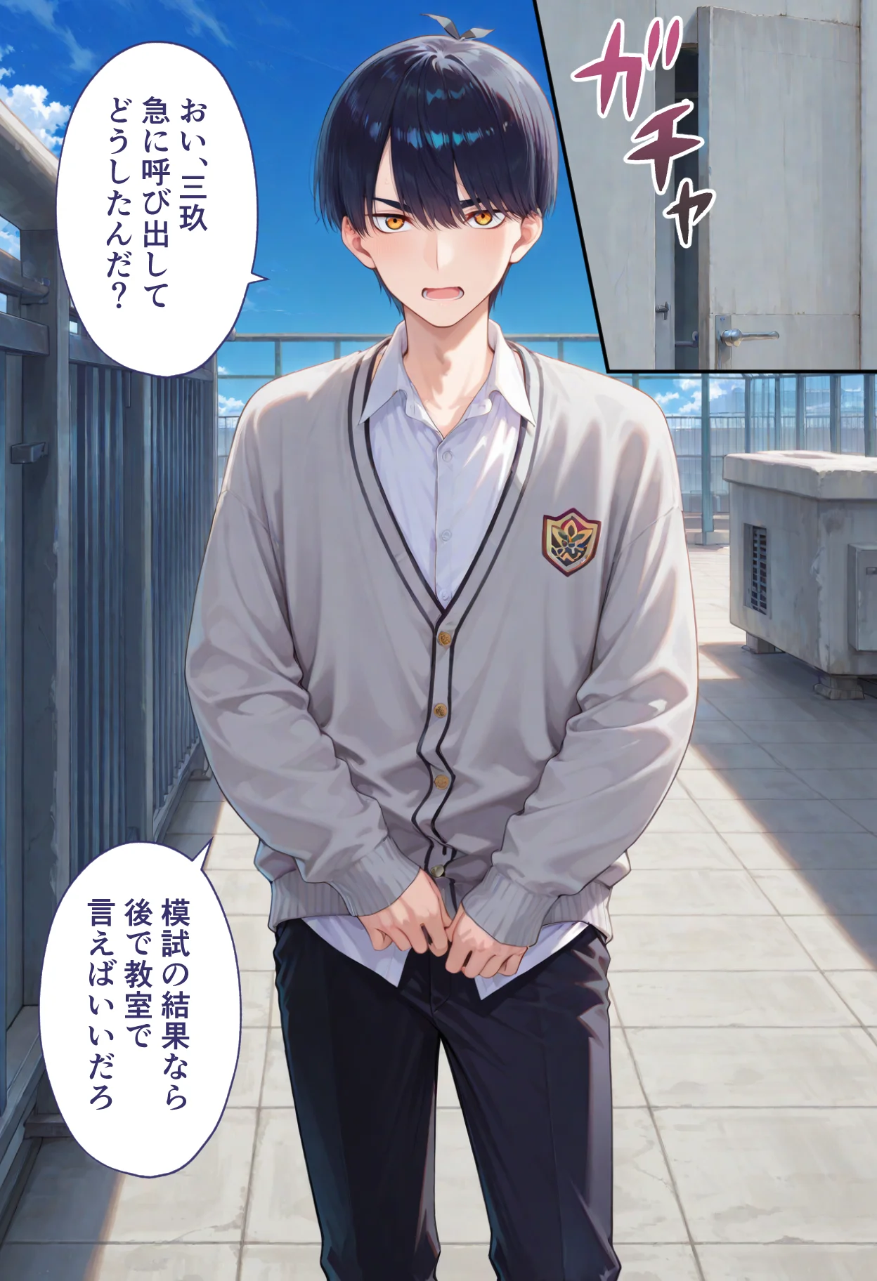 弱みを握られた俺の彼女が寝取られ堕ちるまで 三玖編 拘束・辱め・制服 サンプル2ページ目（ぶるーと）