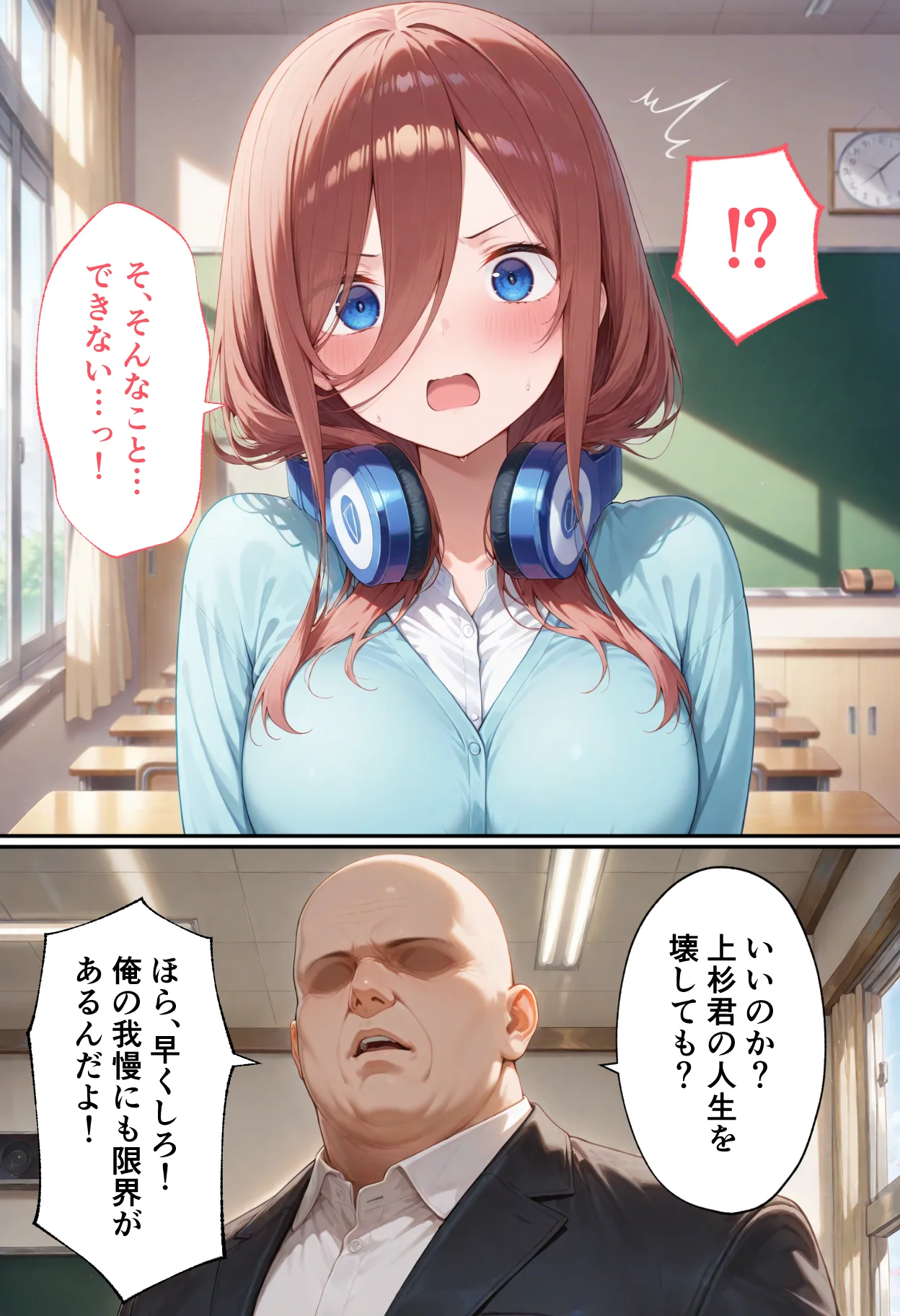 弱みを握られた俺の彼女が寝取られ堕ちるまで 三玖編 拘束・辱め・制服 サンプル10ページ目（ぶるーと）