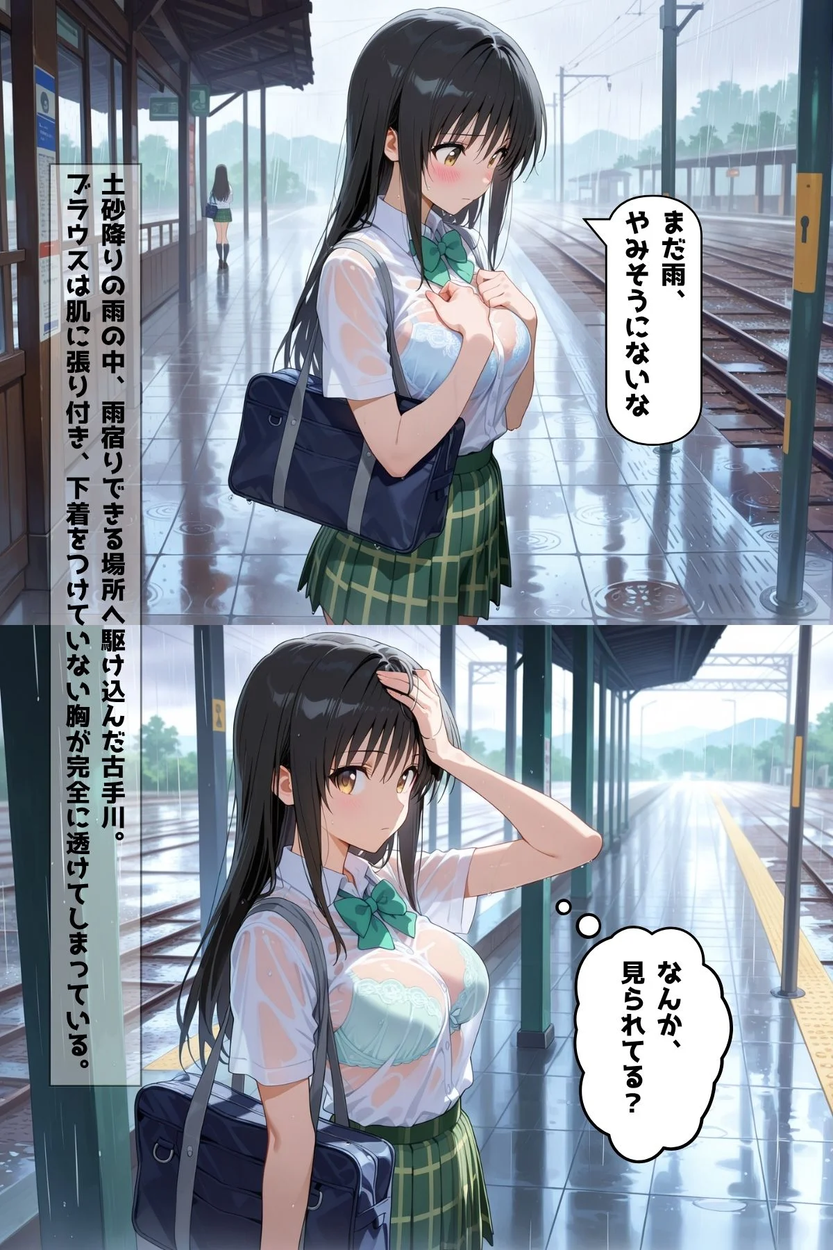 雨の日はハレンチに 制服・処女・学園もの サンプル3ページ目（凛ぐらむ）