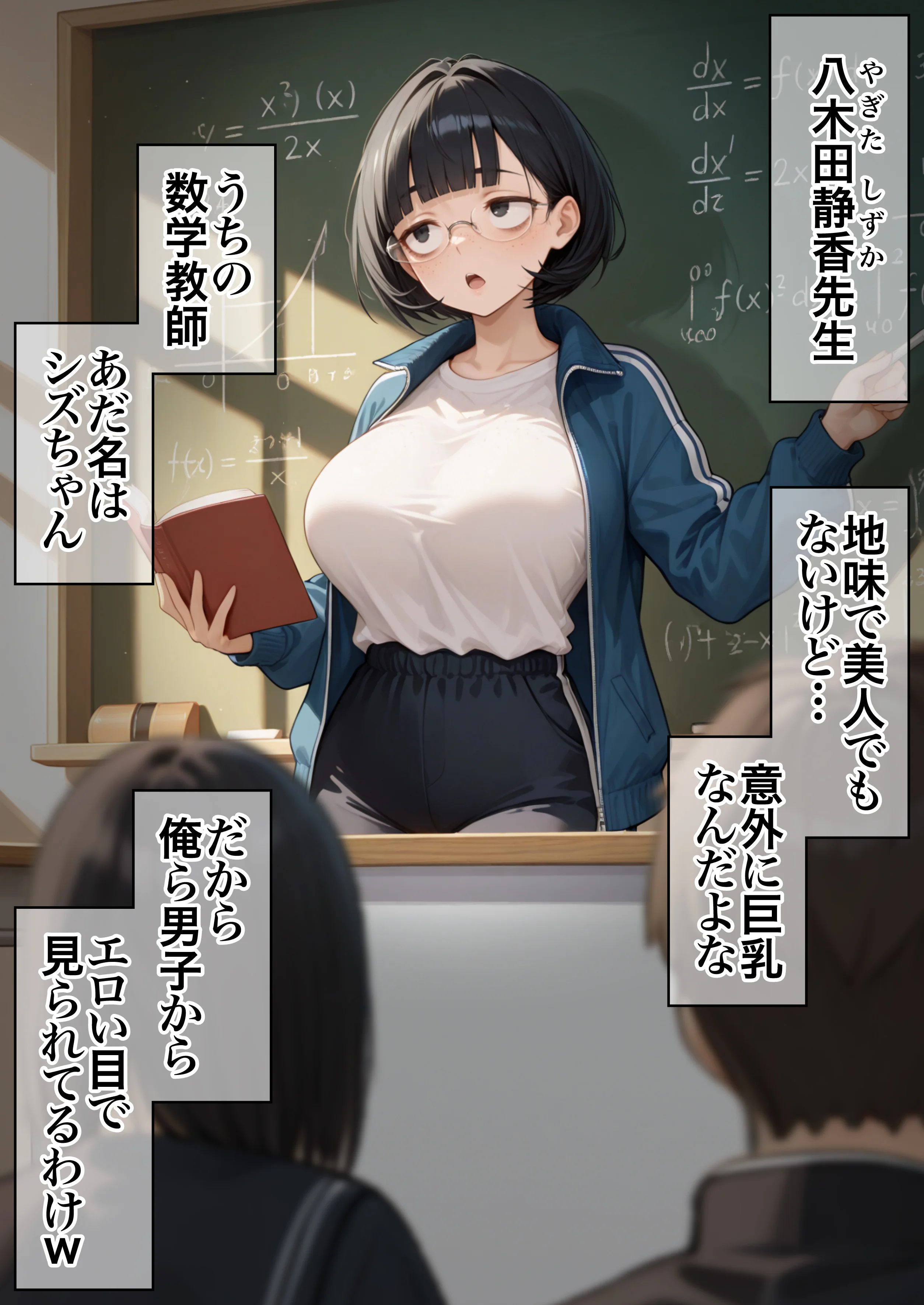 ジト目で地味な巨乳の担任を孕ませたい 担当科目:数学 バレー部顧問 独身 愛称:シズちゃん・ヤギT（30歳） 女教師・巨乳・めがね サンプル15ページ目（ZOCKZOCK出版）