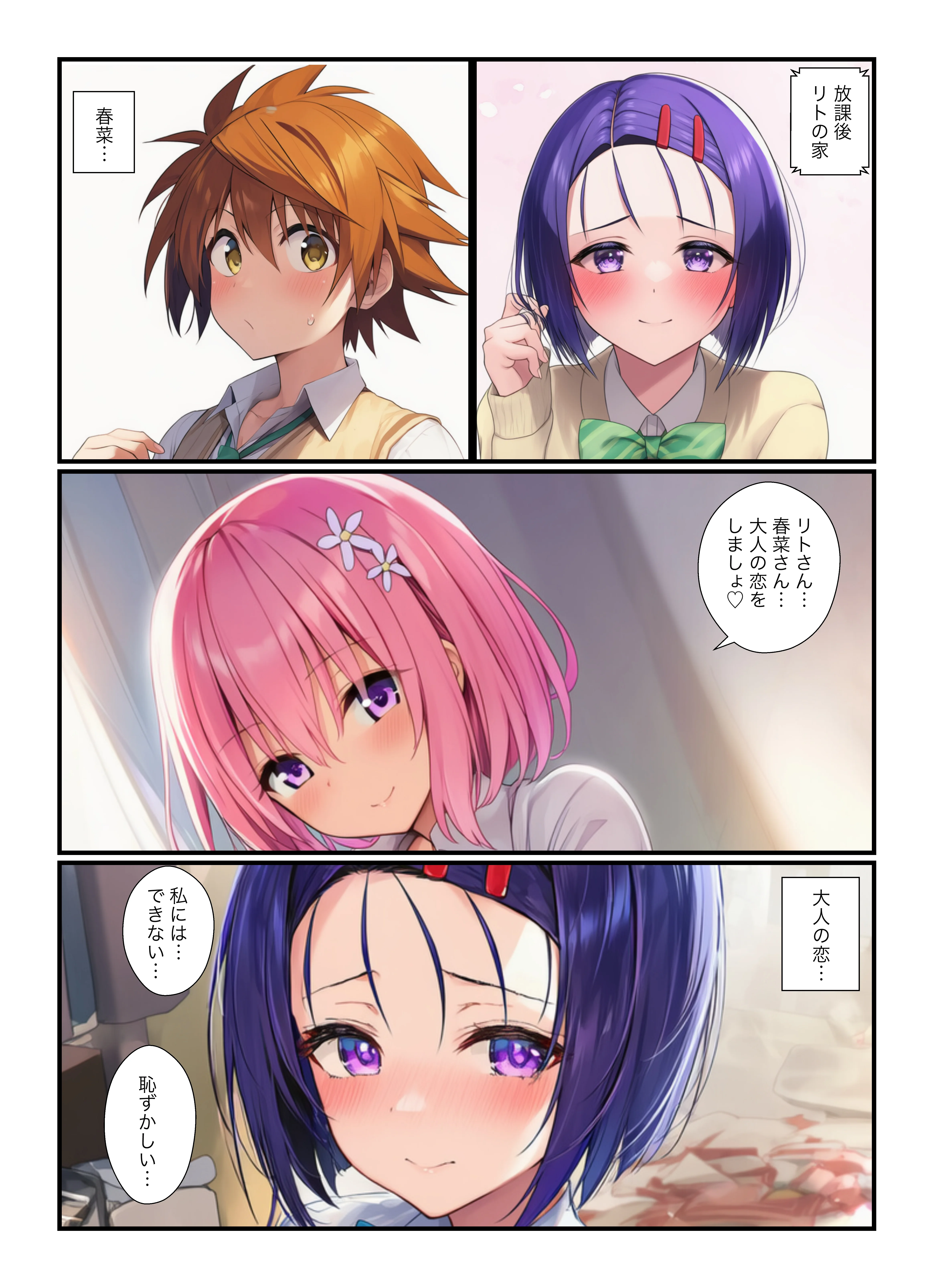 リトが催●でヤリチン！春菜とイチャラブ中出し、モモと浮気セックスでザーメン腟内射精 ハーレム・ラブコメ・不倫 サンプル5ページ目(鼻紙)