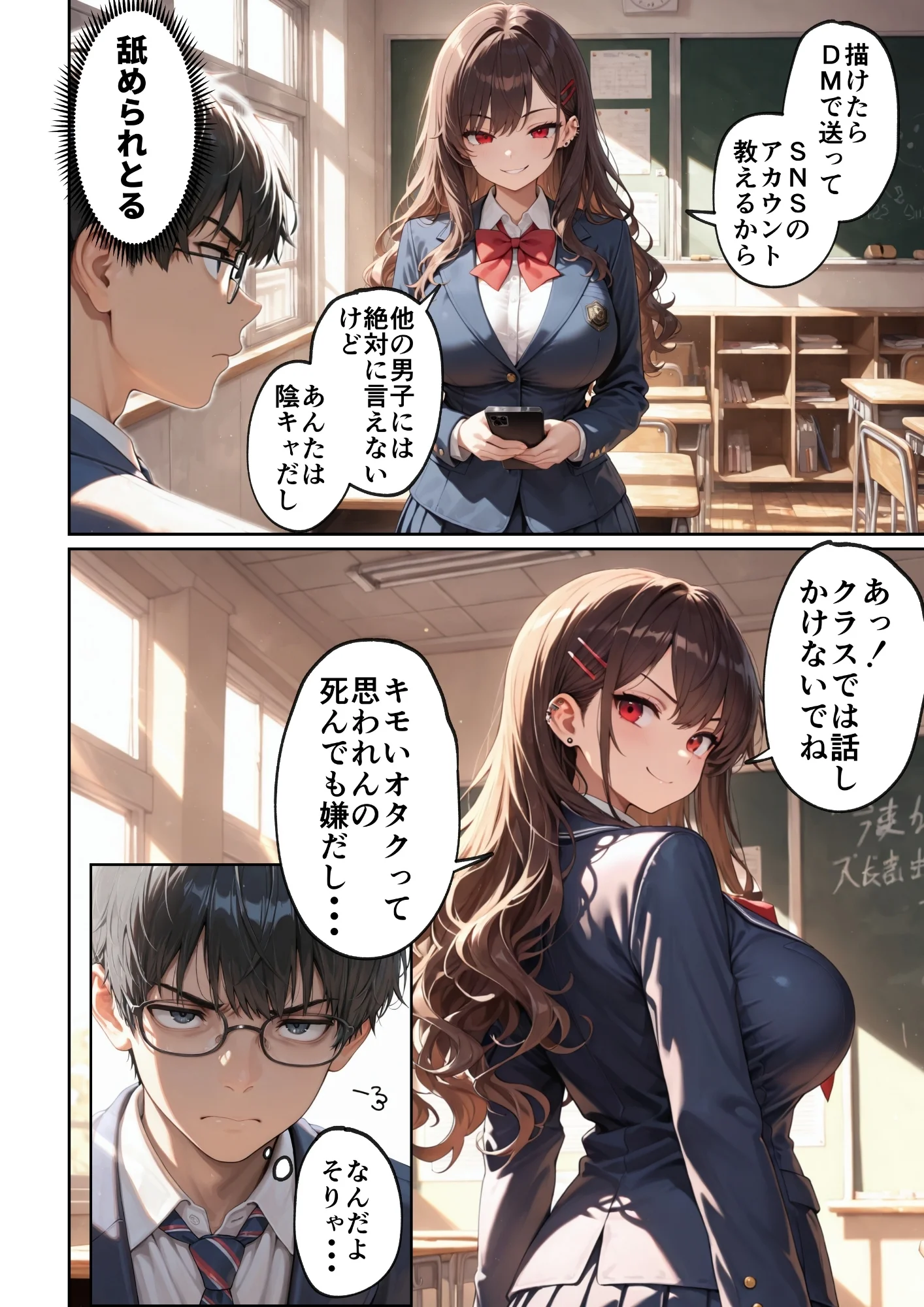 昔、俺をバカにしていた幼馴染を10年後港区のタワマンに呼び出して朝まで〇〇する話。 拘束・幼なじみ・巨乳 サンプル11ページ目（ルミナ）