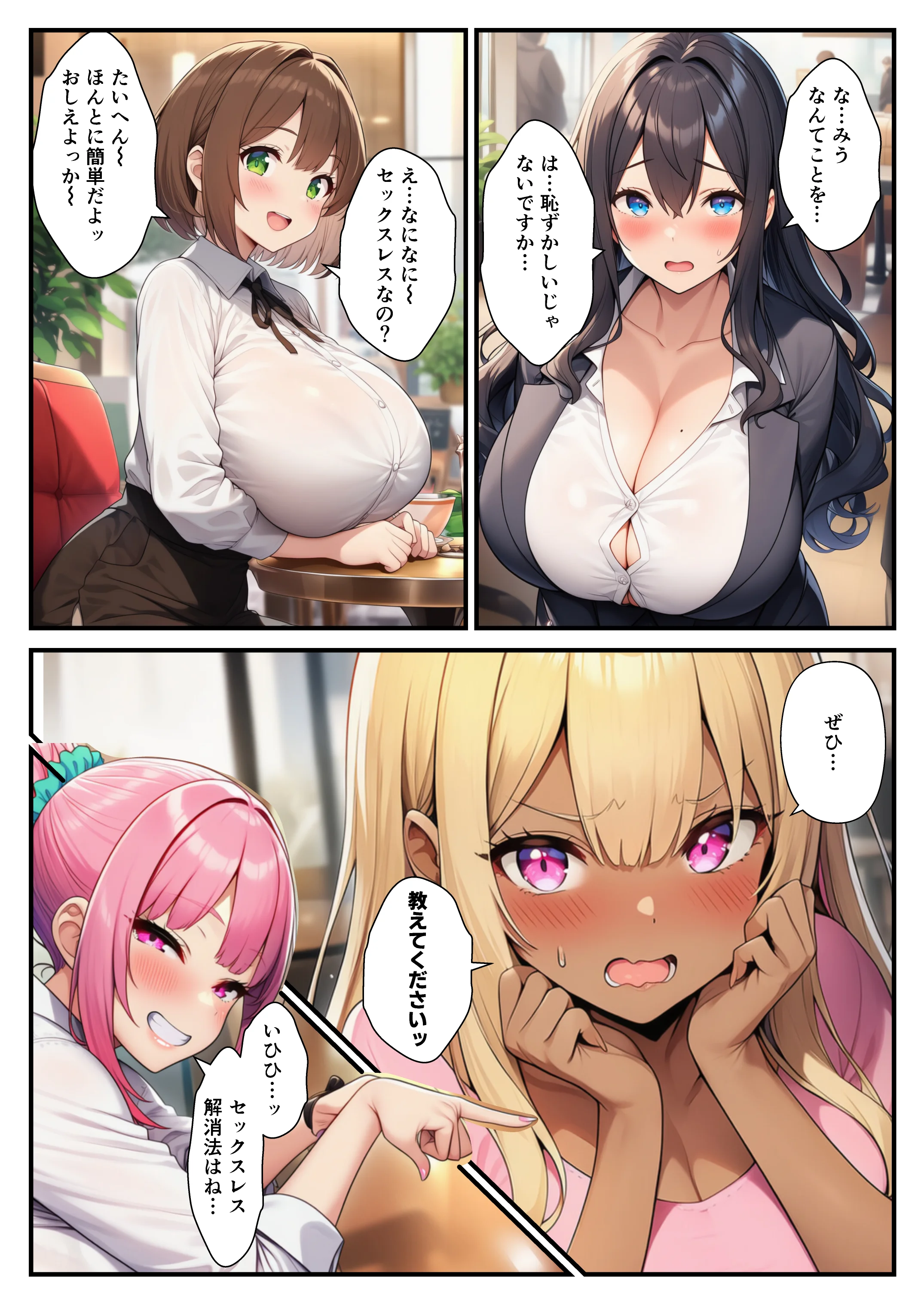 三姉妹が黒ギャル妻にテクニック伝授！コスプレえっちで夫を堕とす方法 制服・人妻・主婦・体操着・ブルマ サンプル2ページ目（ヌキどころ）