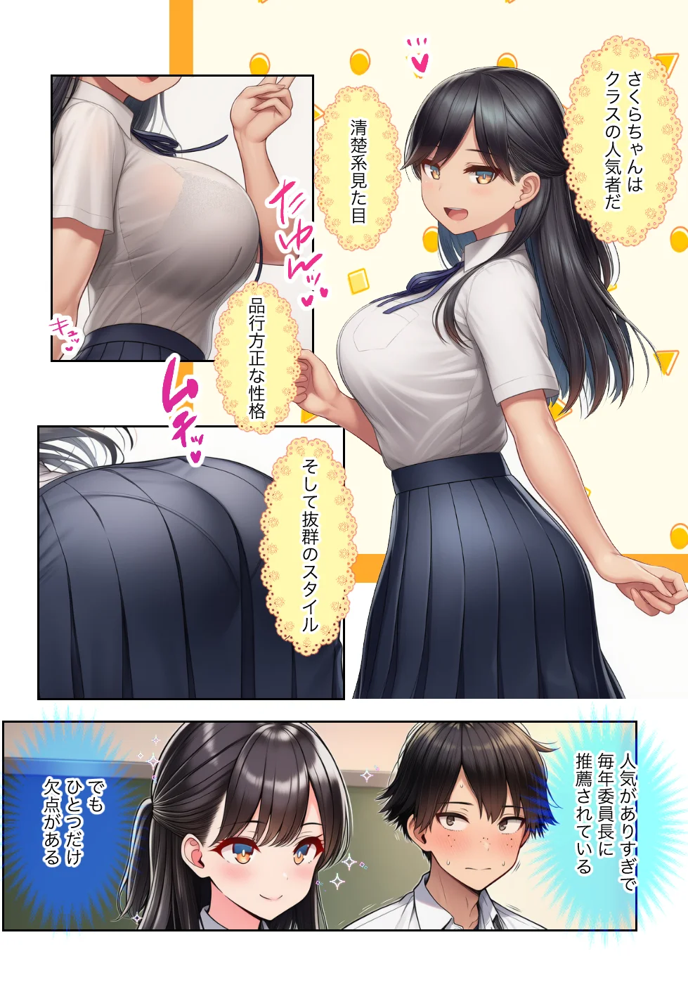 清楚で頭が悪くてエロマンガ大好きな彼女 制服・処女・学園もの サンプル4ページ目（絵師たか）