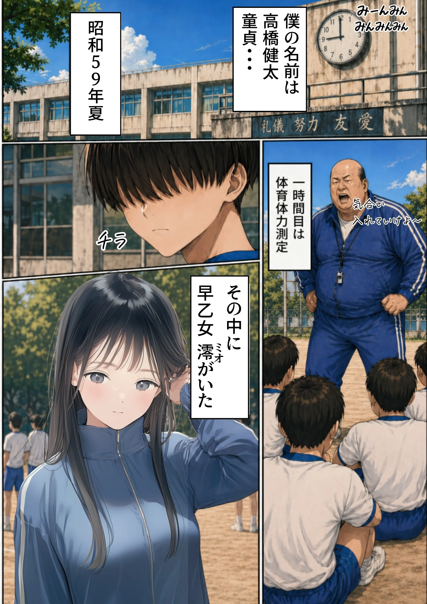 【昭和編】想いを寄せていたクラスメイトが中年メタボ教師（BMI40）と肉体関係だった件 制服・学園もの・中出し サンプル4ページ目（竿役が種付けおじさんじゃないとヌケないんだが・・・）