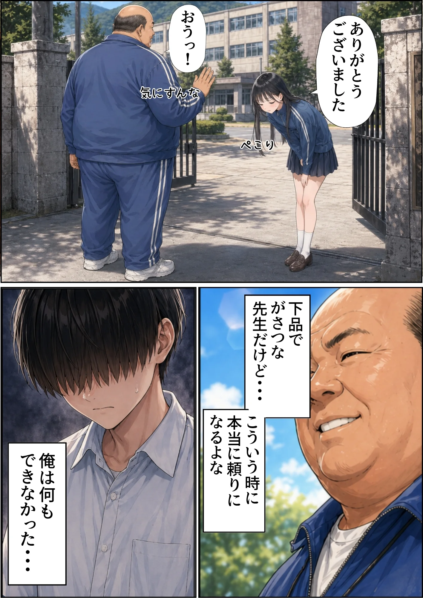【昭和編】想いを寄せていたクラスメイトが中年メタボ教師（BMI40）と肉体関係だった件 制服・学園もの・中出し サンプル19ページ目（竿役が種付けおじさんじゃないとヌケないんだが・・・）