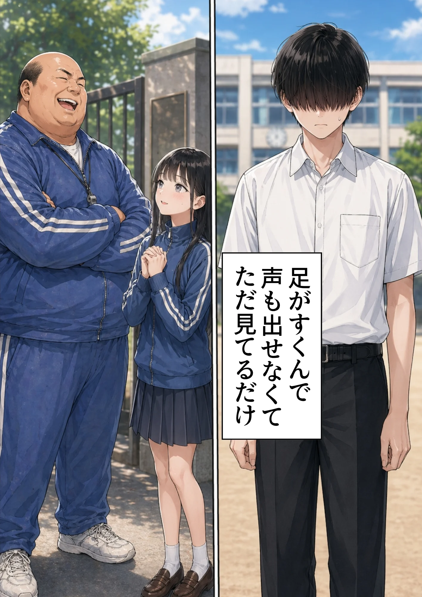 【昭和編】想いを寄せていたクラスメイトが中年メタボ教師（BMI40）と肉体関係だった件 制服・学園もの・中出し サンプル20ページ目（竿役が種付けおじさんじゃないとヌケないんだが・・・）