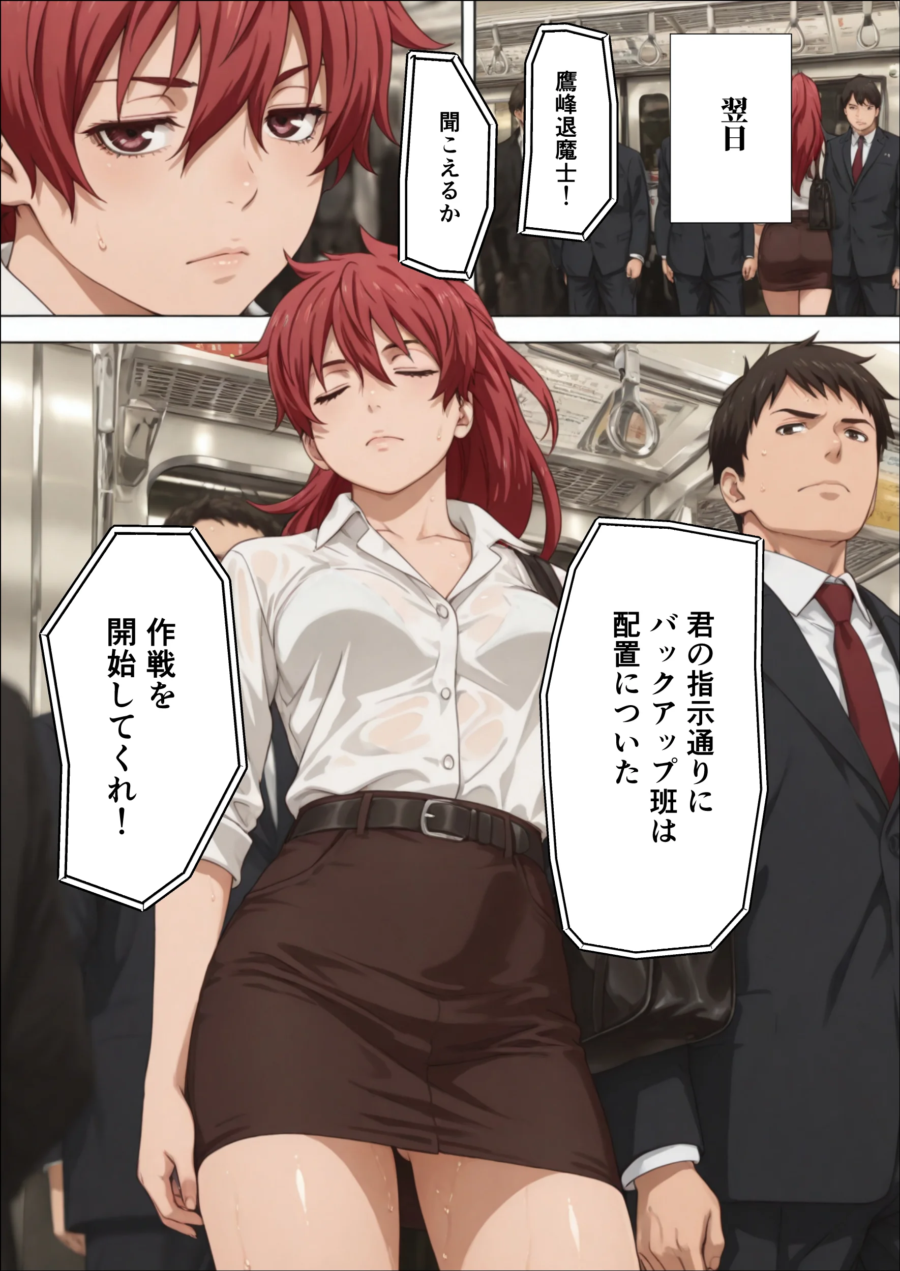 退魔士ライカ  淫獄の満員電車  Part1 辱め・羞恥・巨乳 サンプル15ページ目（エレクトライカ）