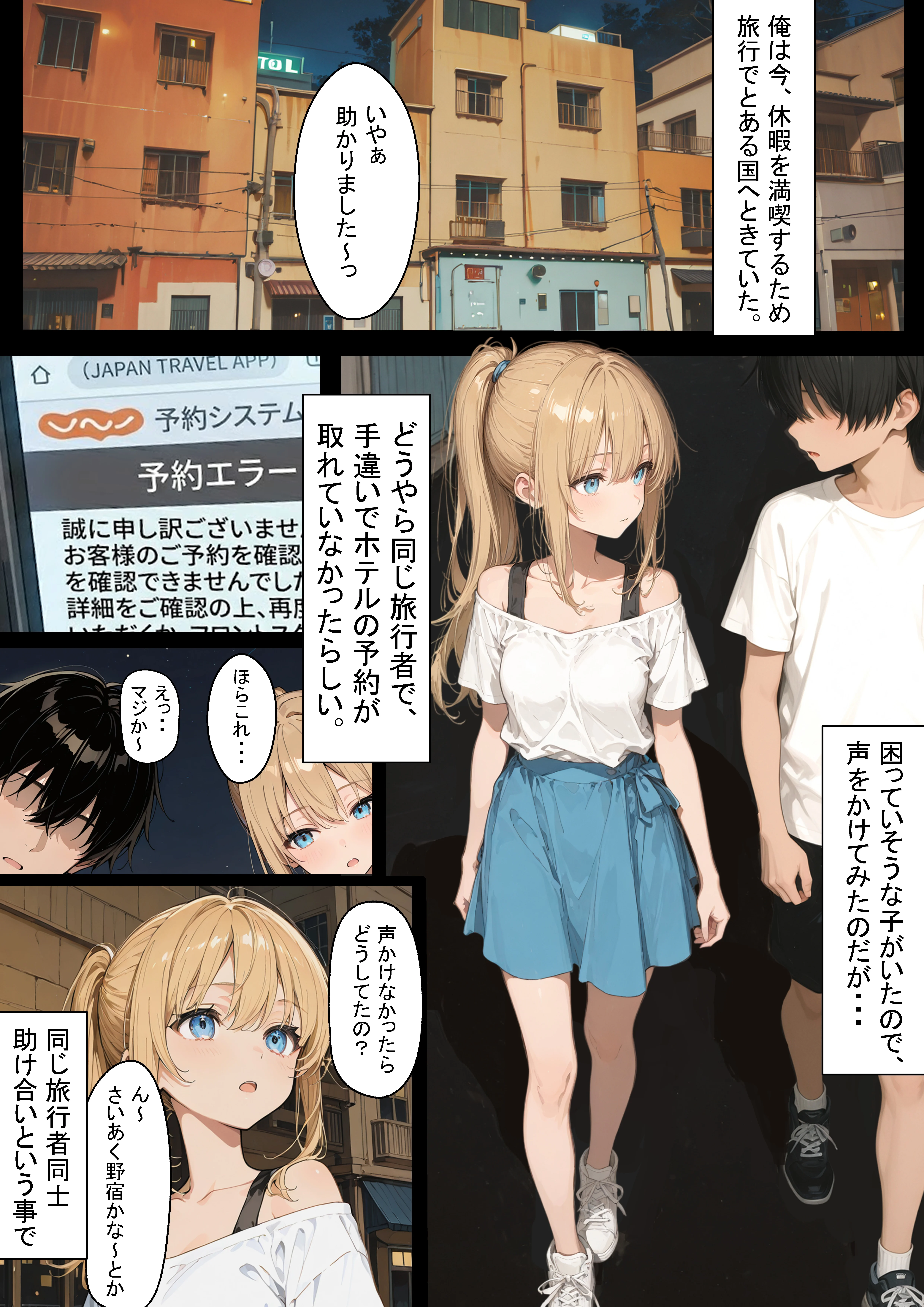 旅先でやっちゃった 野外・露出・中出し・おっぱい サンプル1ページ目（かまあげ館）