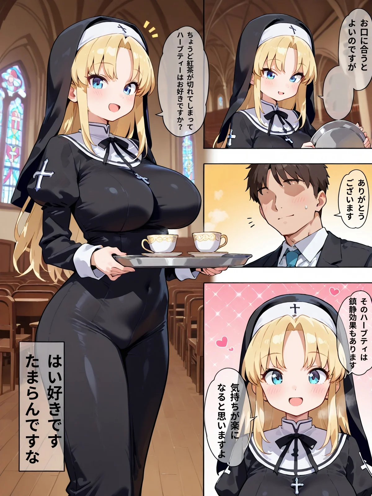異世界で純粋金髪むちむちシスターがおちんぽをしごいてくれて好き放題中出しさせてくれる濃厚甘やかし射精♪ ニーソックス・シスター・巨乳 サンプル11ページ目（JKギルティ）