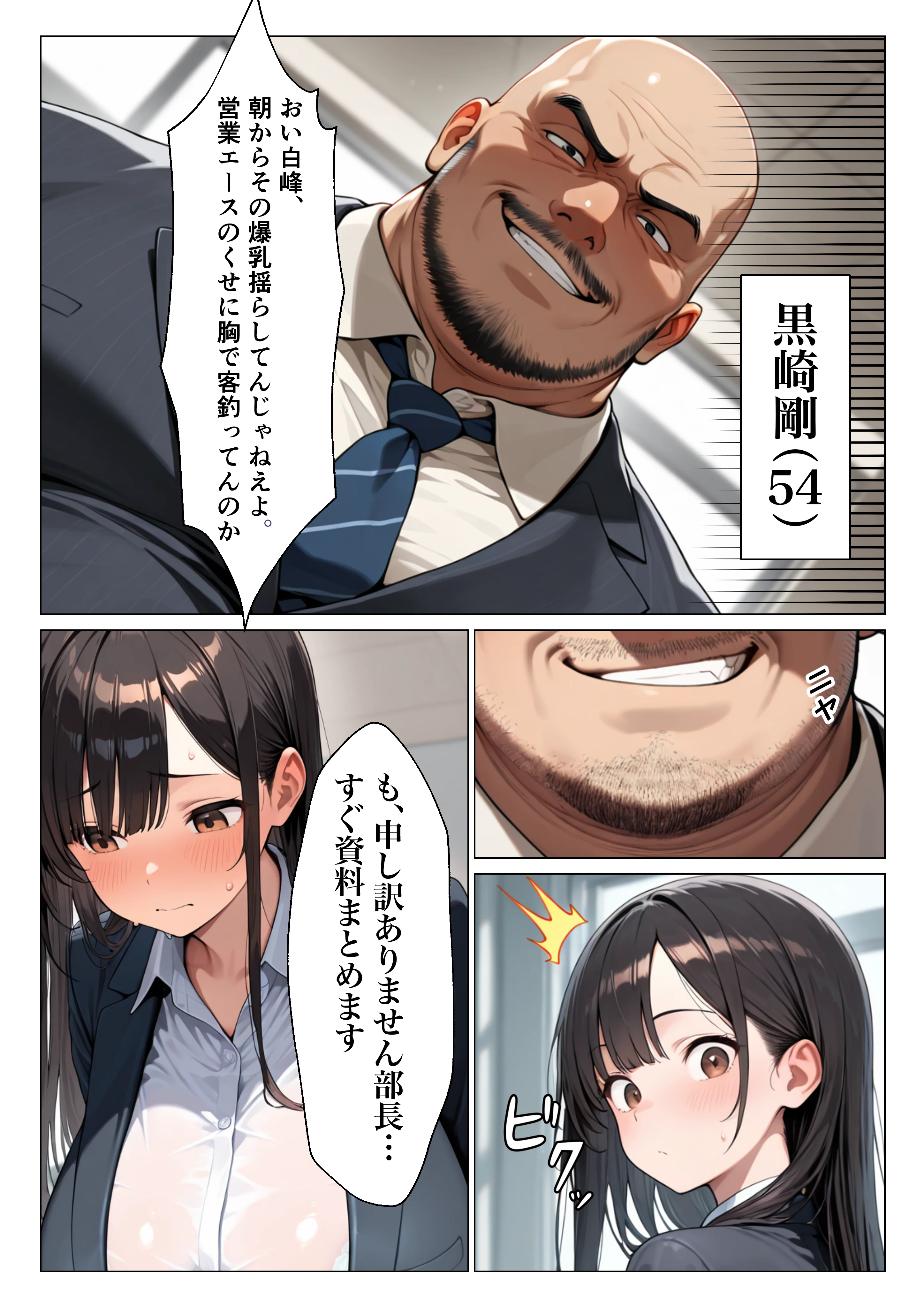 清楚系巨乳OLがパワハラ上司に弱みを握られ肉便器にされた話 辱め・巨乳・寝取り・寝取られ・NTR サンプル4ページ目（ぽんぽこたろう）