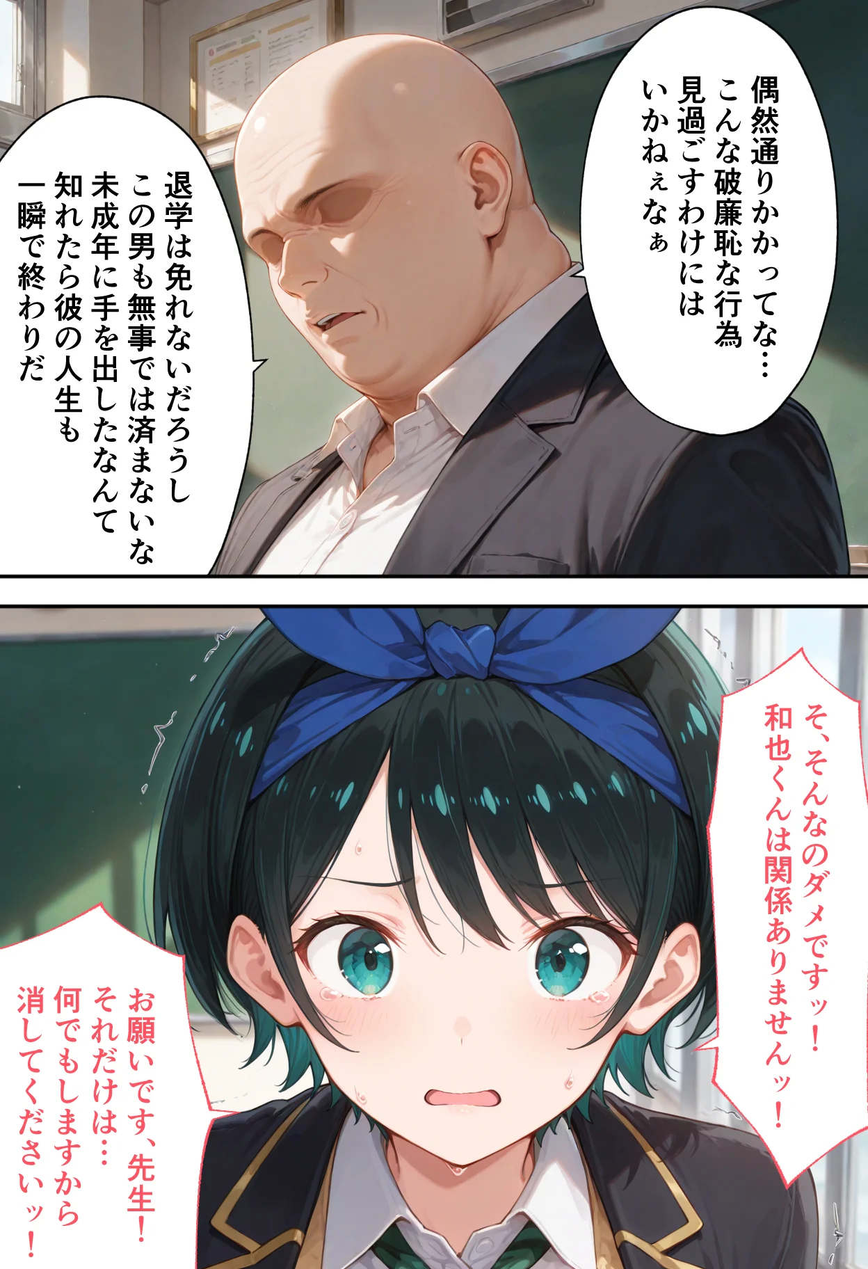 弱みを握られた俺の彼女が寝取られ堕ちるまで 瑠夏編 拘束・辱め・制服 サンプル8ページ目（ぶるーと）