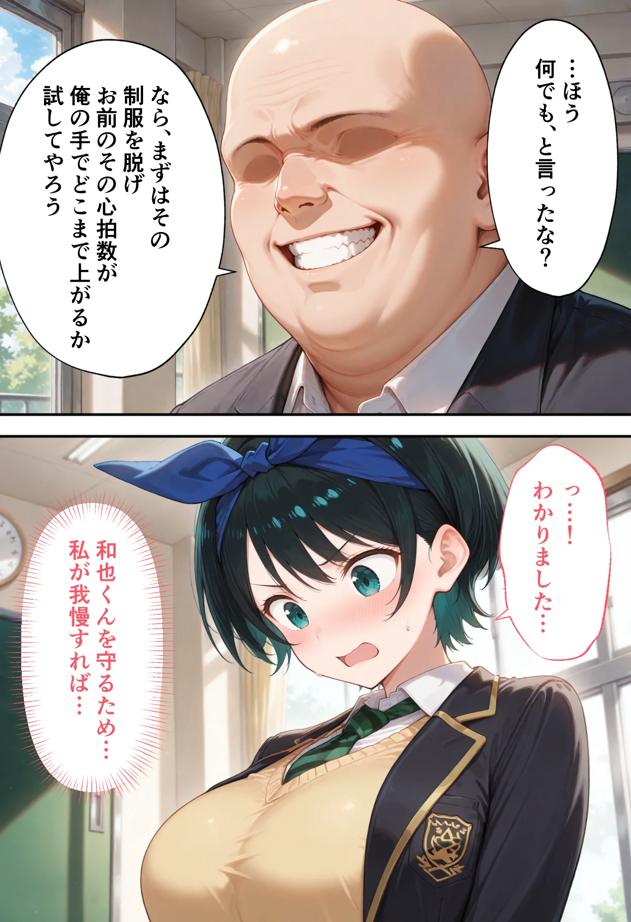 弱みを握られた俺の彼女が寝取られ堕ちるまで 瑠夏編 拘束・辱め・制服 サンプル9ページ目（ぶるーと）