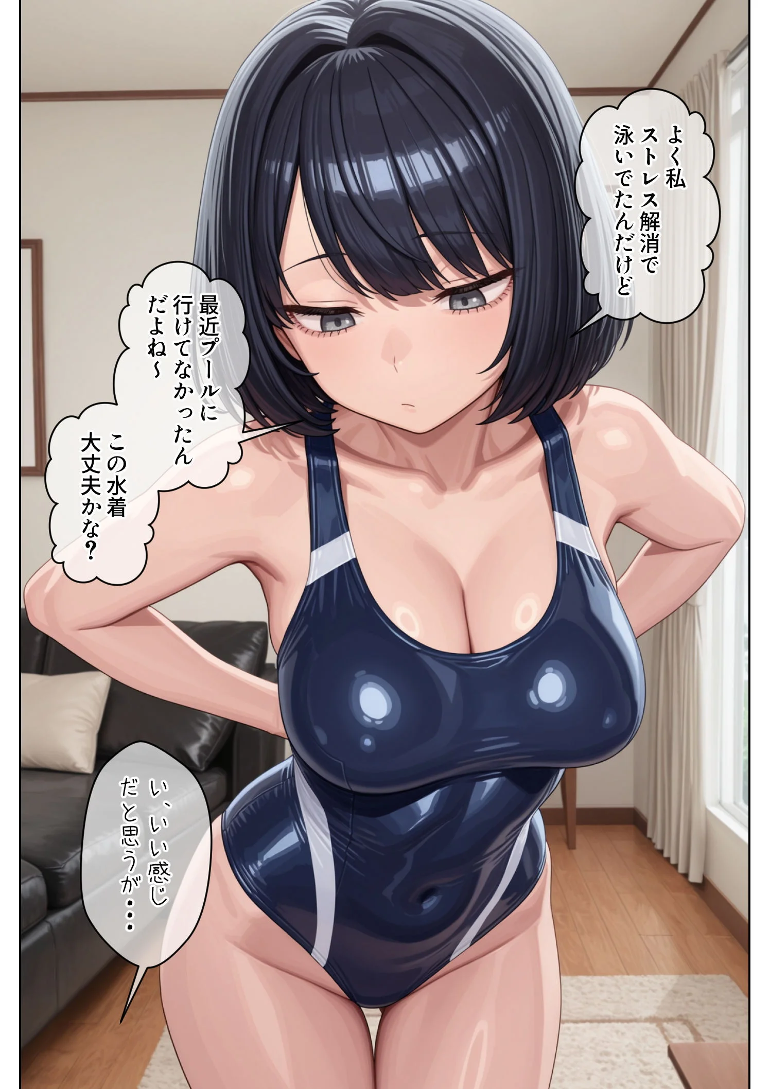 クール系妹（26）との同棲生活2 〜合理的な身体的メンテナンス〜 OL・巨乳・競泳・スクール水着 サンプル22ページ目（パルテノンの宴）